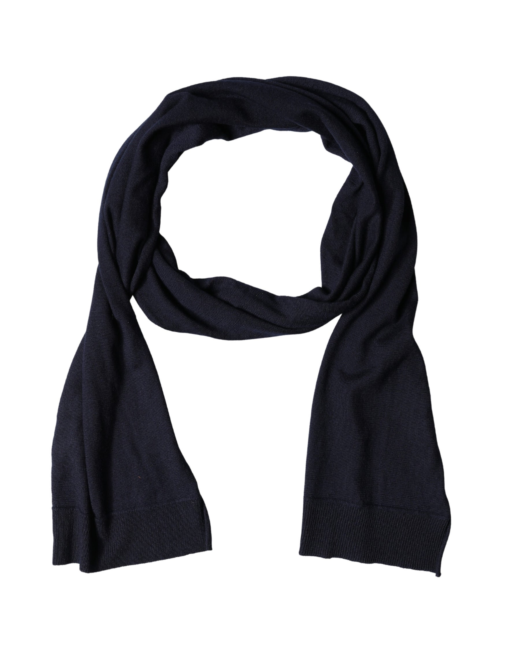 Dolce & Gabbana Black Wool Knitted Shawl Neck Wrap 200cm x 25cm  Scarf | Regal Royce