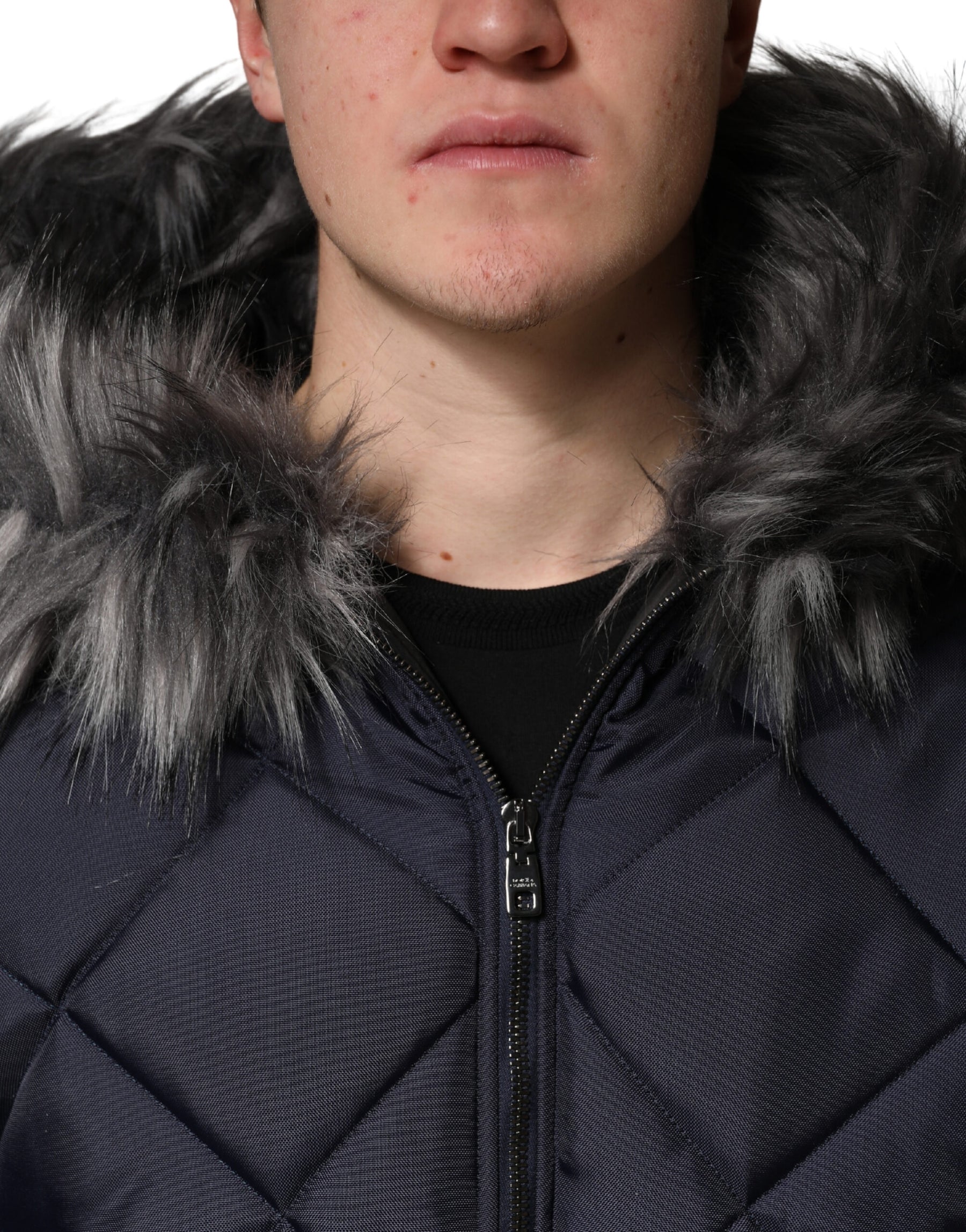 Dolce & Gabbana Black Quilted Fur Shearling Hooded  Jacket | Regal Royce