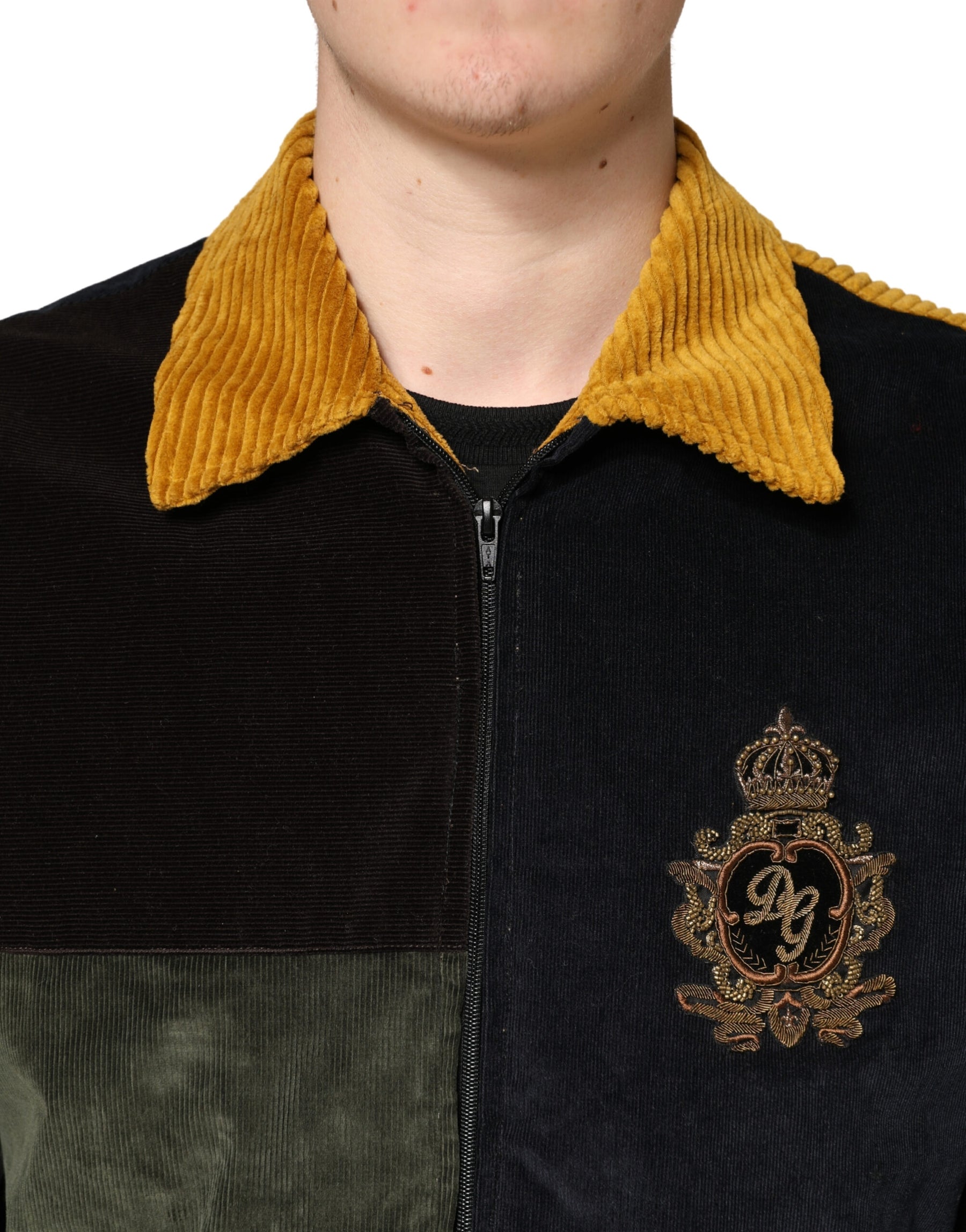 Dolce & Gabbana Multicolor Patchwork Corduroy Crest Jacket | Regal Royce