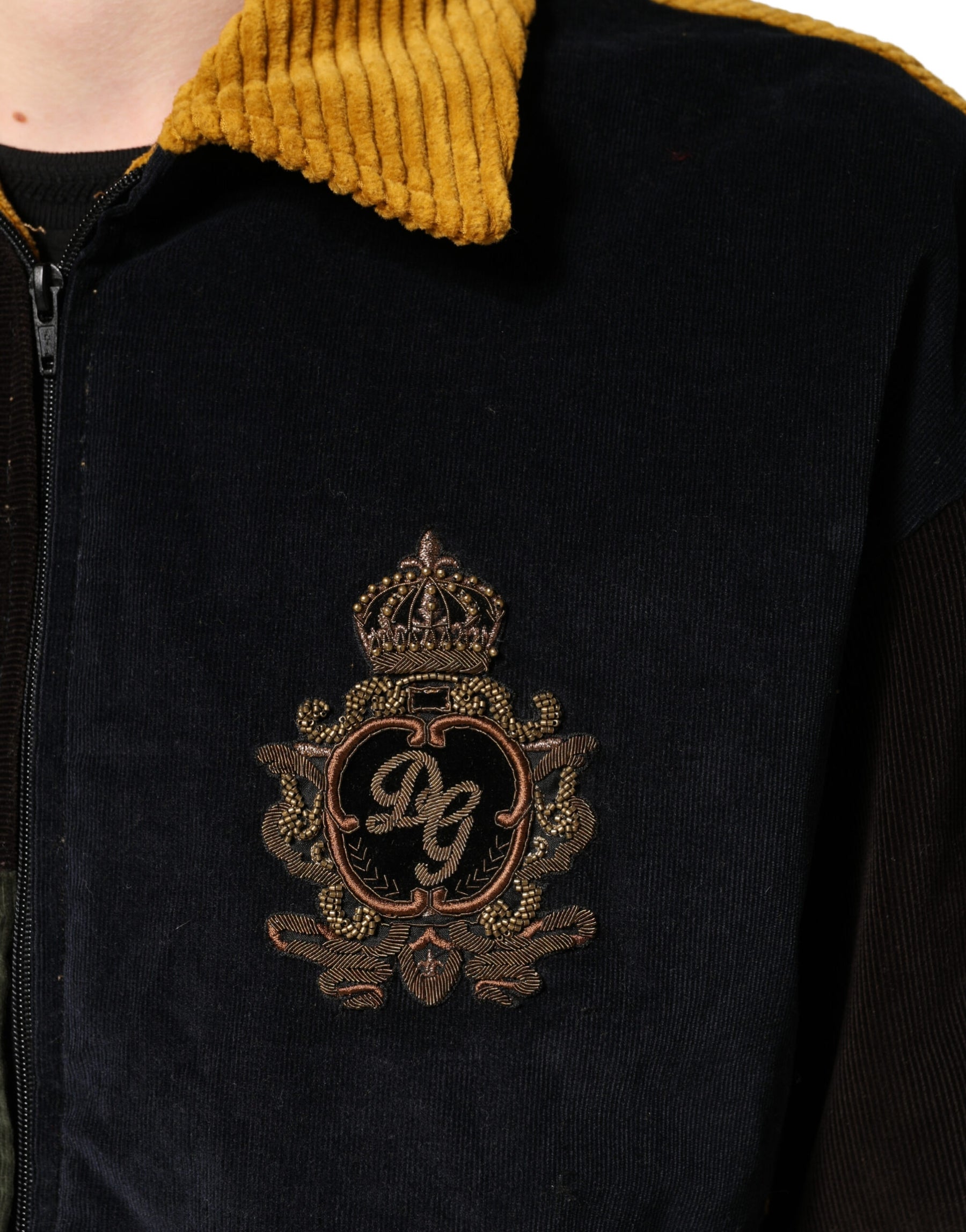 Dolce & Gabbana Multicolor Patchwork Corduroy Crest Jacket | Regal Royce