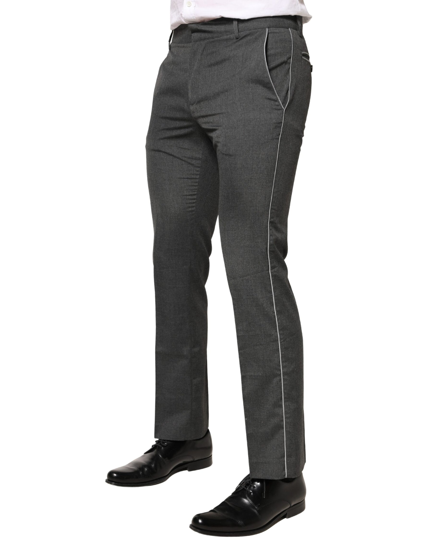 Daniele Alessandrini Gray Polyester Formal Dress Trouser Pants | Regal Royce