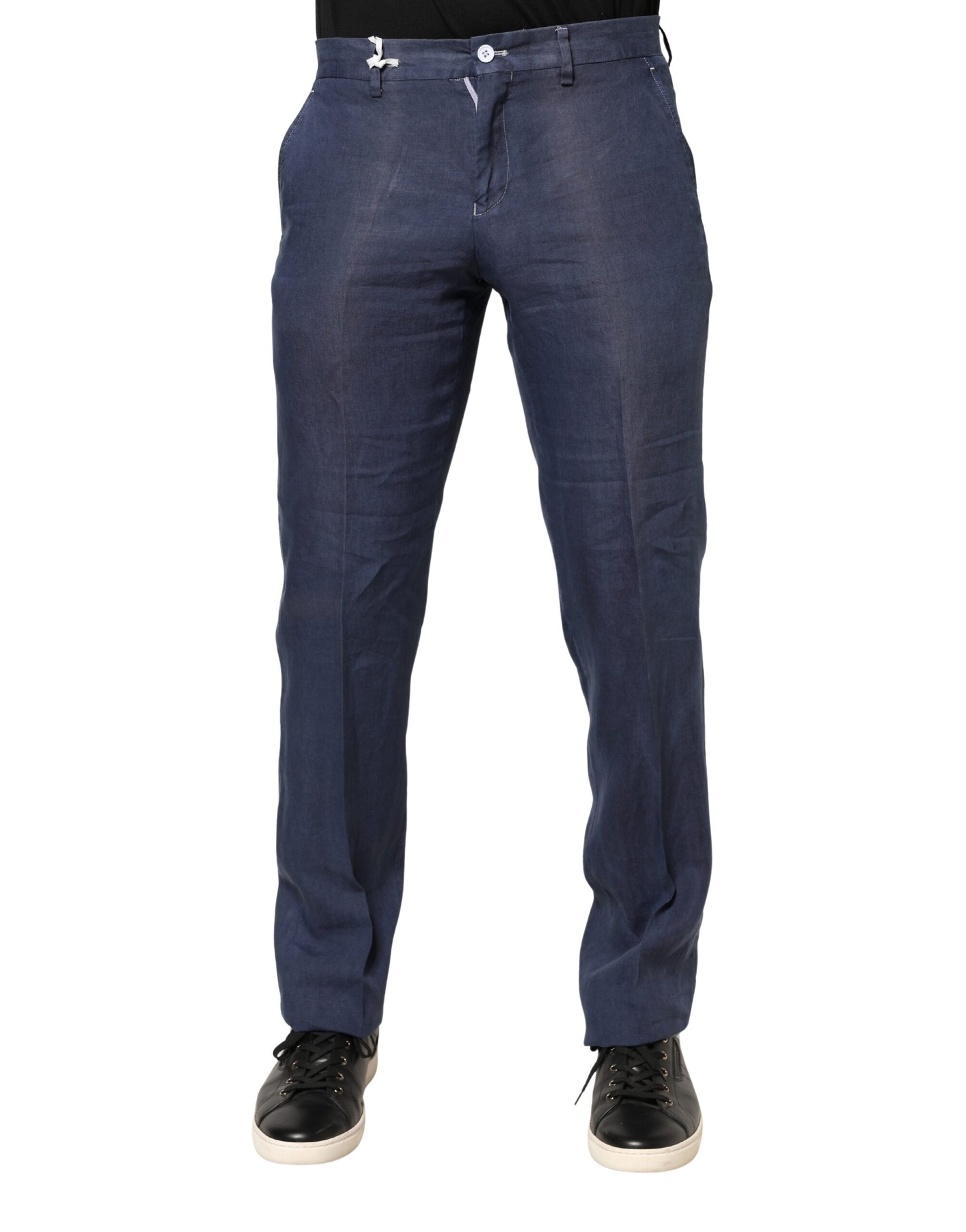 Domenico Tagliente Navy Blue Skinny Chino Mid Waist Men Pants | Regal Royce