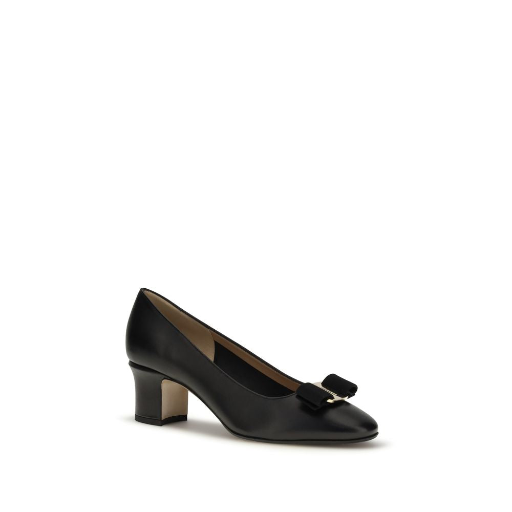 Ferragamo Black Calf Leather Bos Taurus High Heel Pumps | Regal Royce