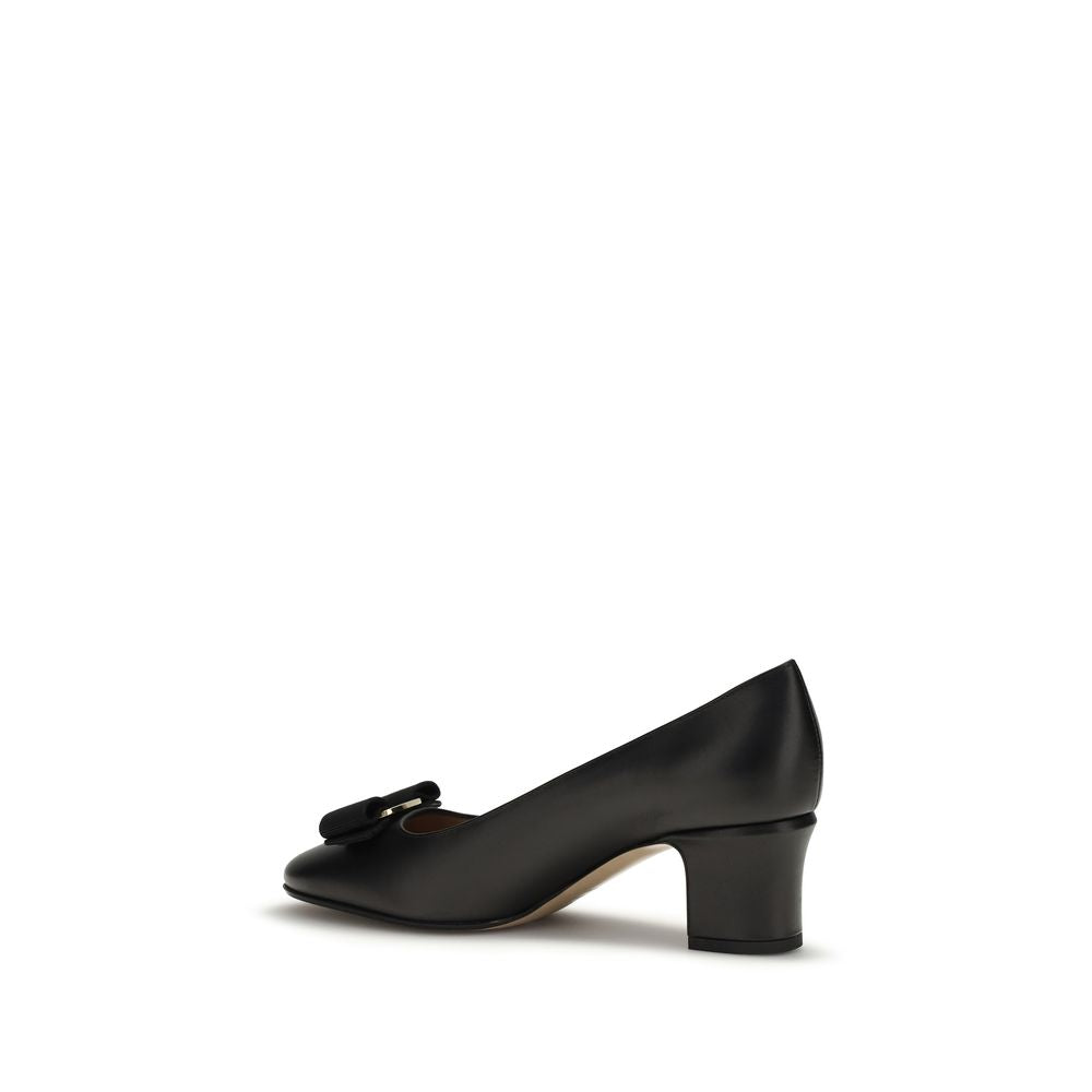 Ferragamo Black Calf Leather Bos Taurus High Heel Pumps | Regal Royce
