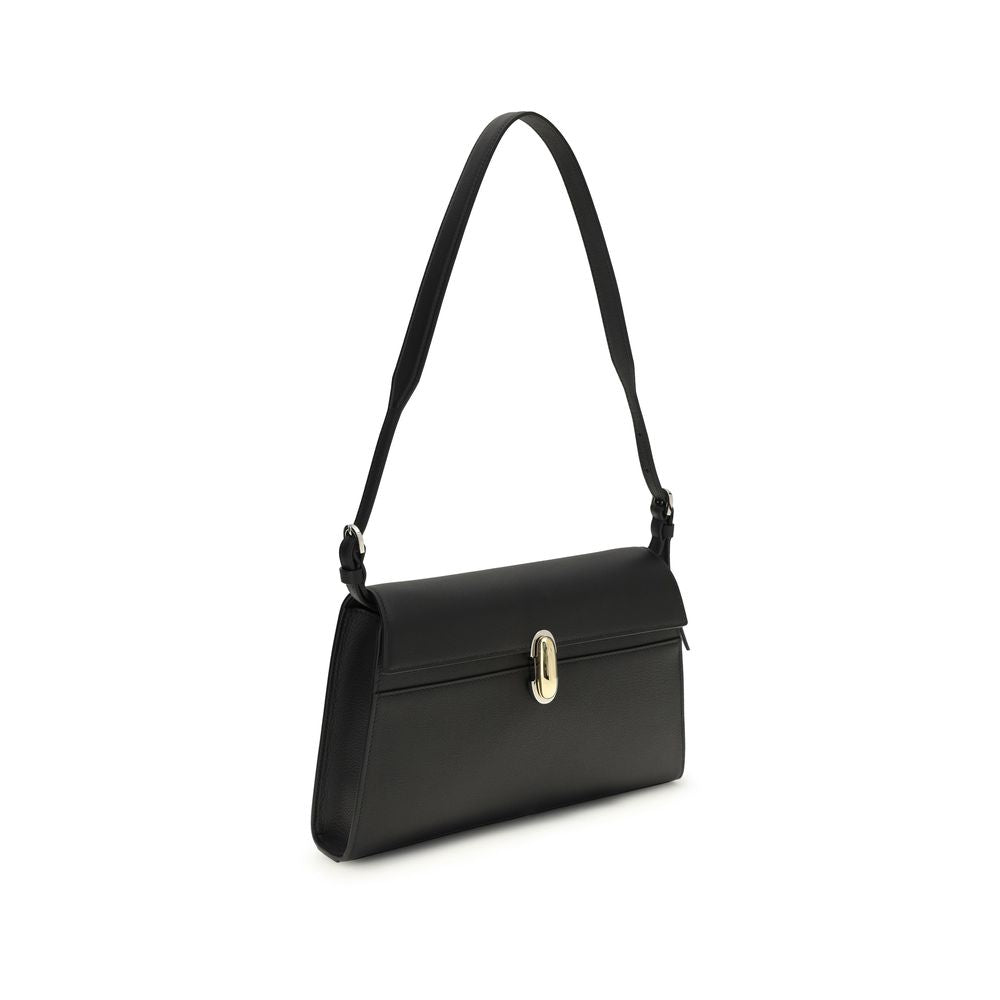 Savette Black Calf Leather Bos Taurus Shoulder Bag | Regal Royce