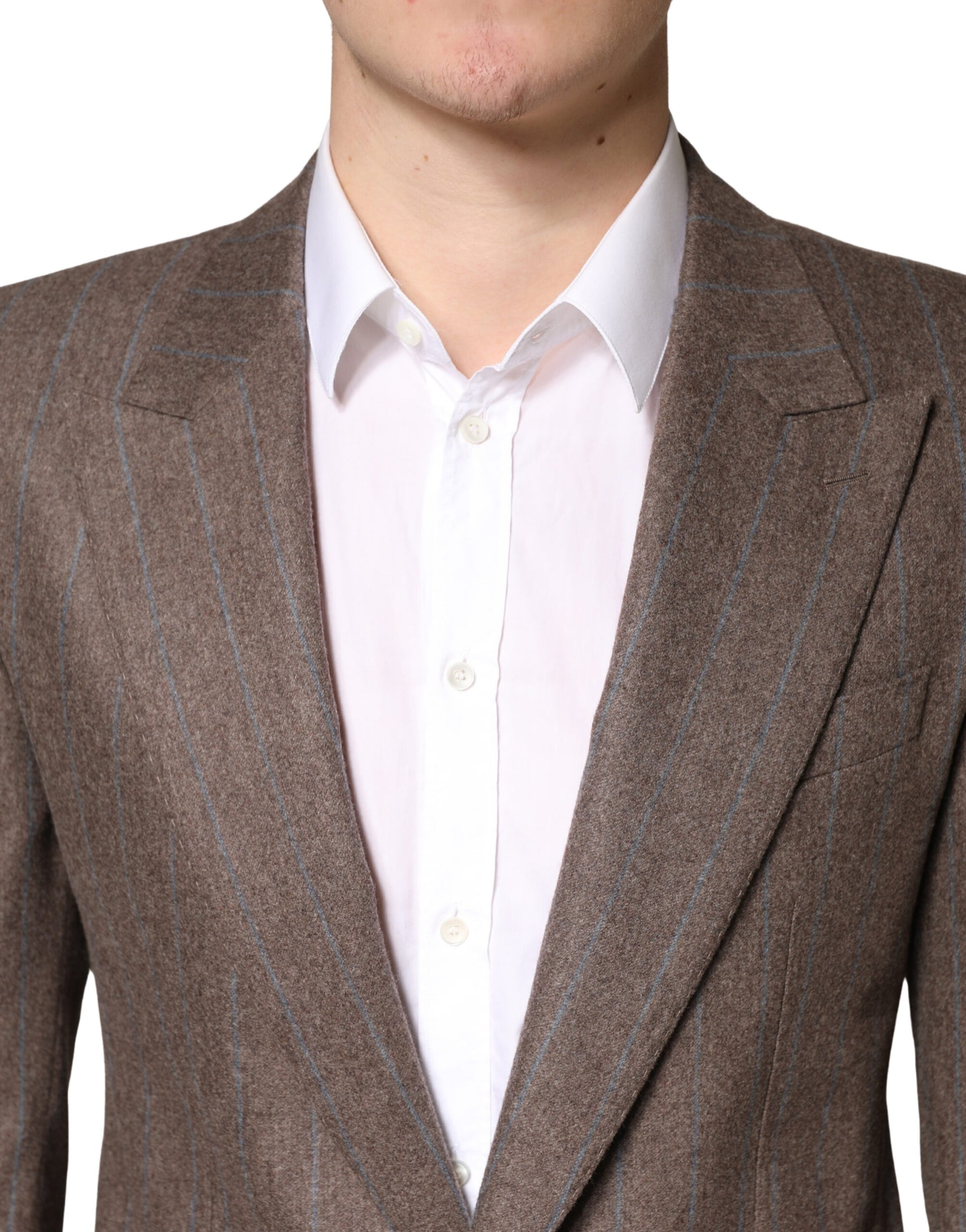 Dolce & Gabbana Brown Stripes Single Breasted Blazer | Regal Royce