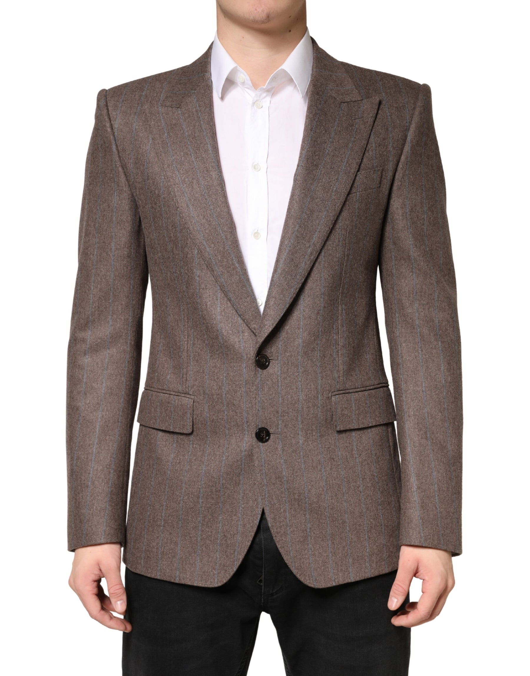 Dolce & Gabbana Brown Stripes Single Breasted Blazer | Regal Royce