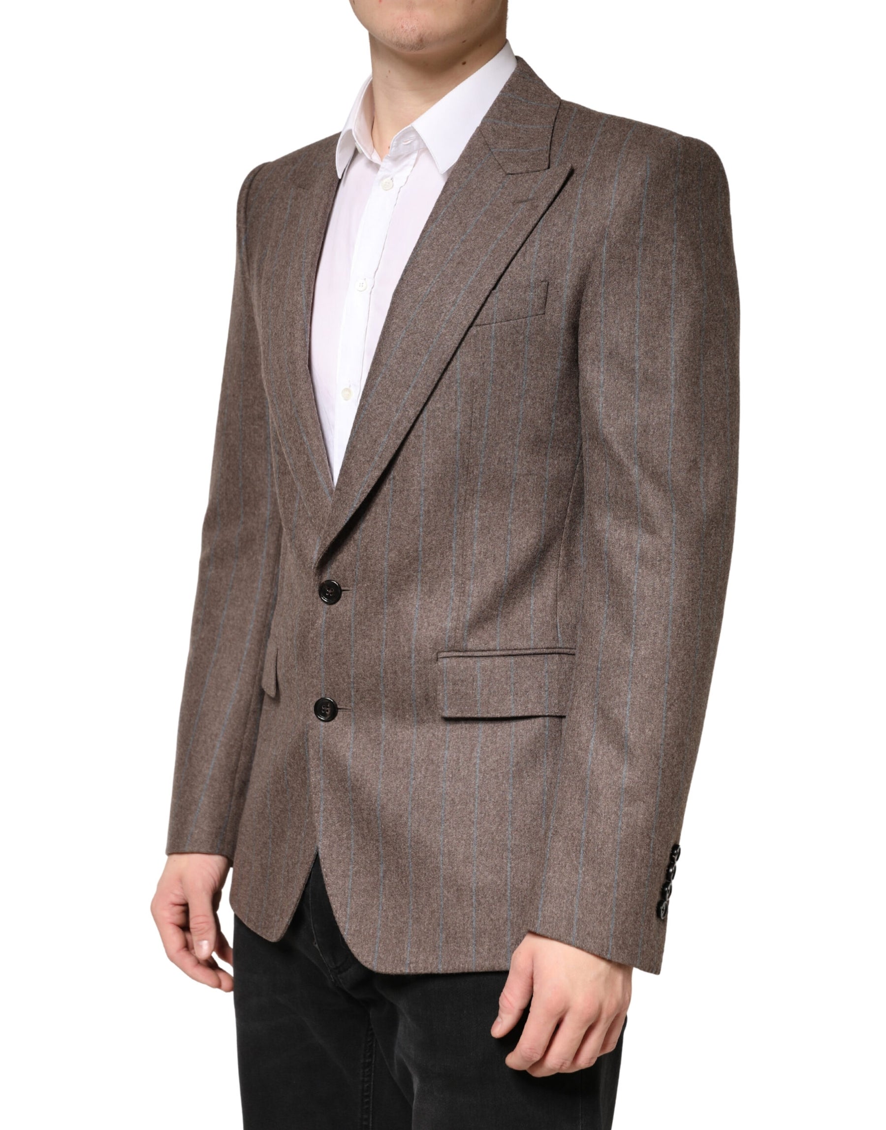 Dolce & Gabbana Brown Stripes Single Breasted Blazer | Regal Royce