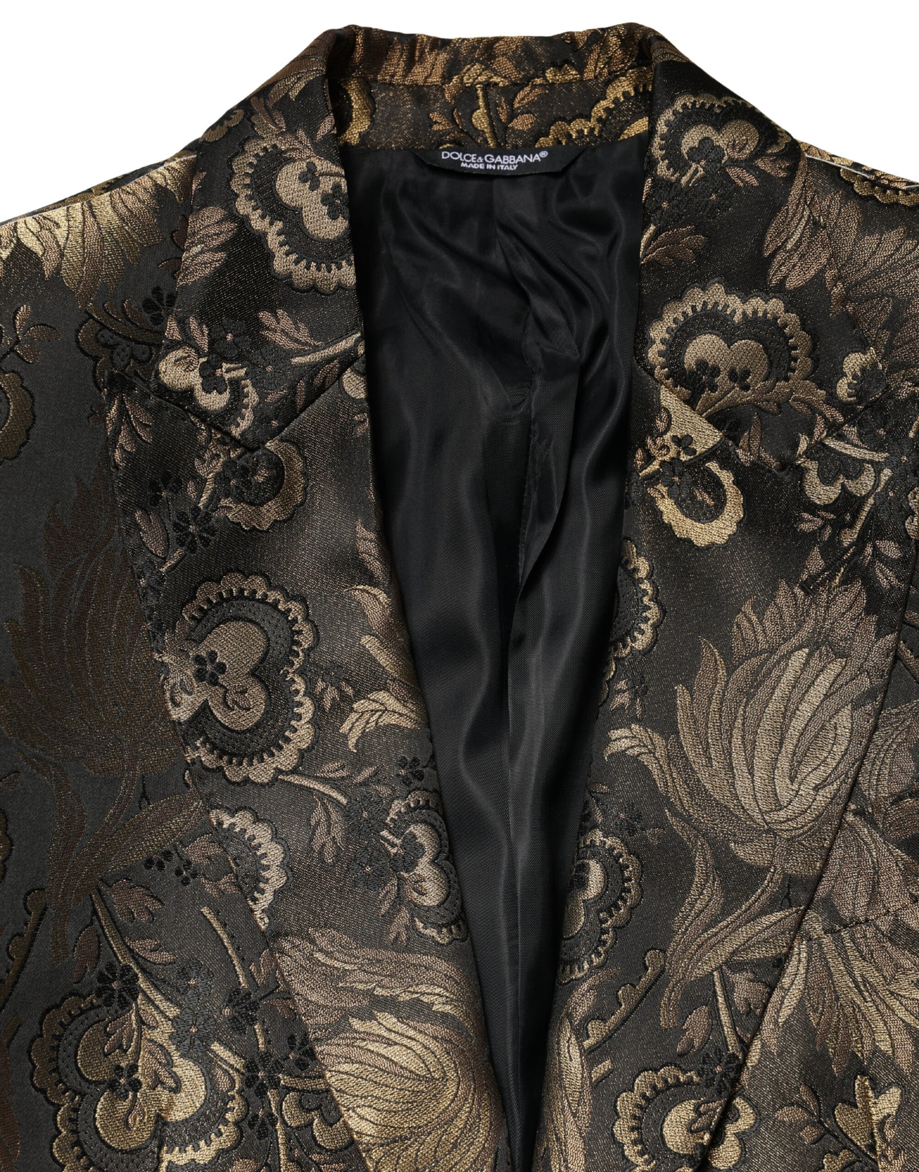 Dolce & Gabbana Gold Jacquard Single Breasted Tuxedo Blazer | Regal Royce