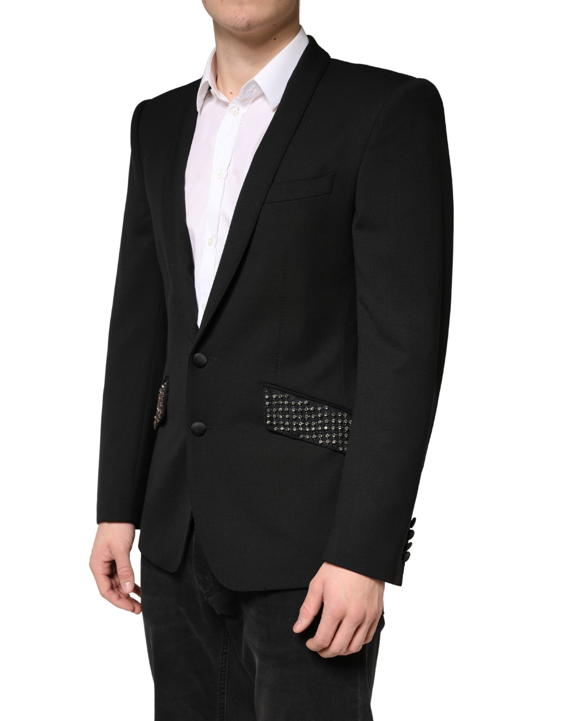 Dolce & Gabbana Black Embellished Single Breasted Blazer | Regal Royce