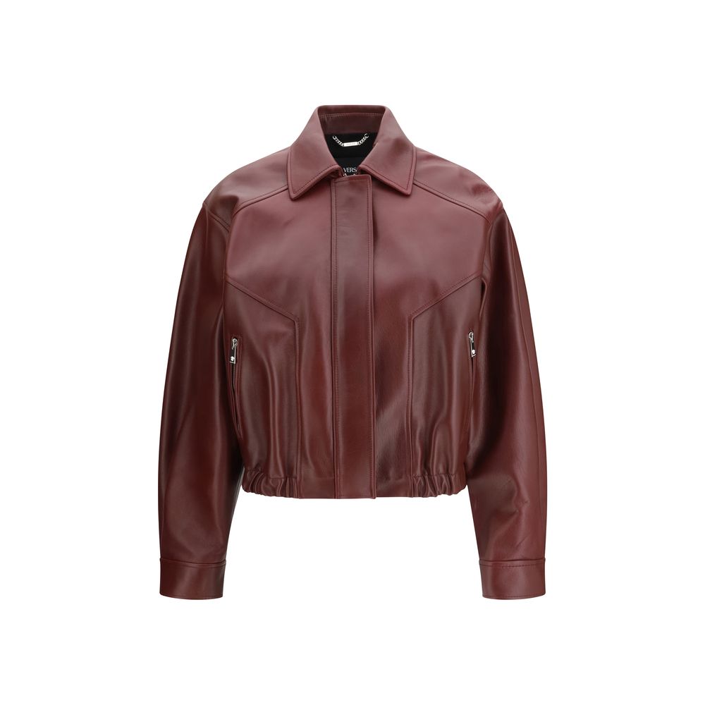 Versace Bordeaux Calf Leather Bos Taurus Leather Jacket | Regal Royce