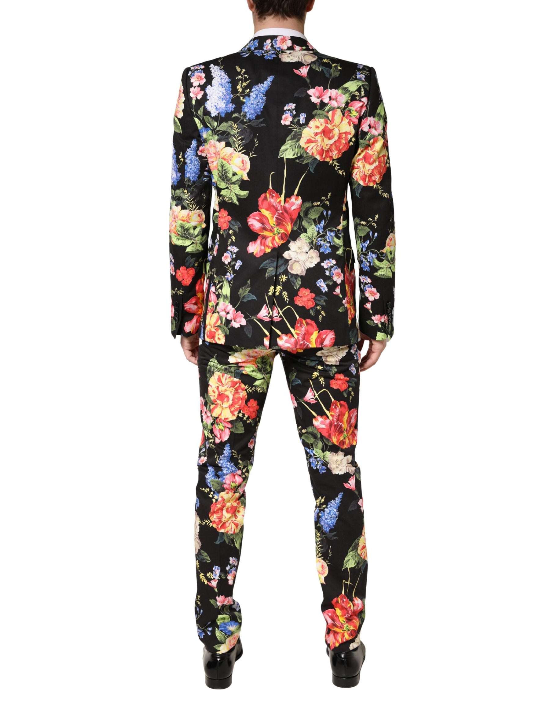 Dolce & Gabbana Black Floral Single Breasted MARTINI 2 Piece Suit | Regal Royce
