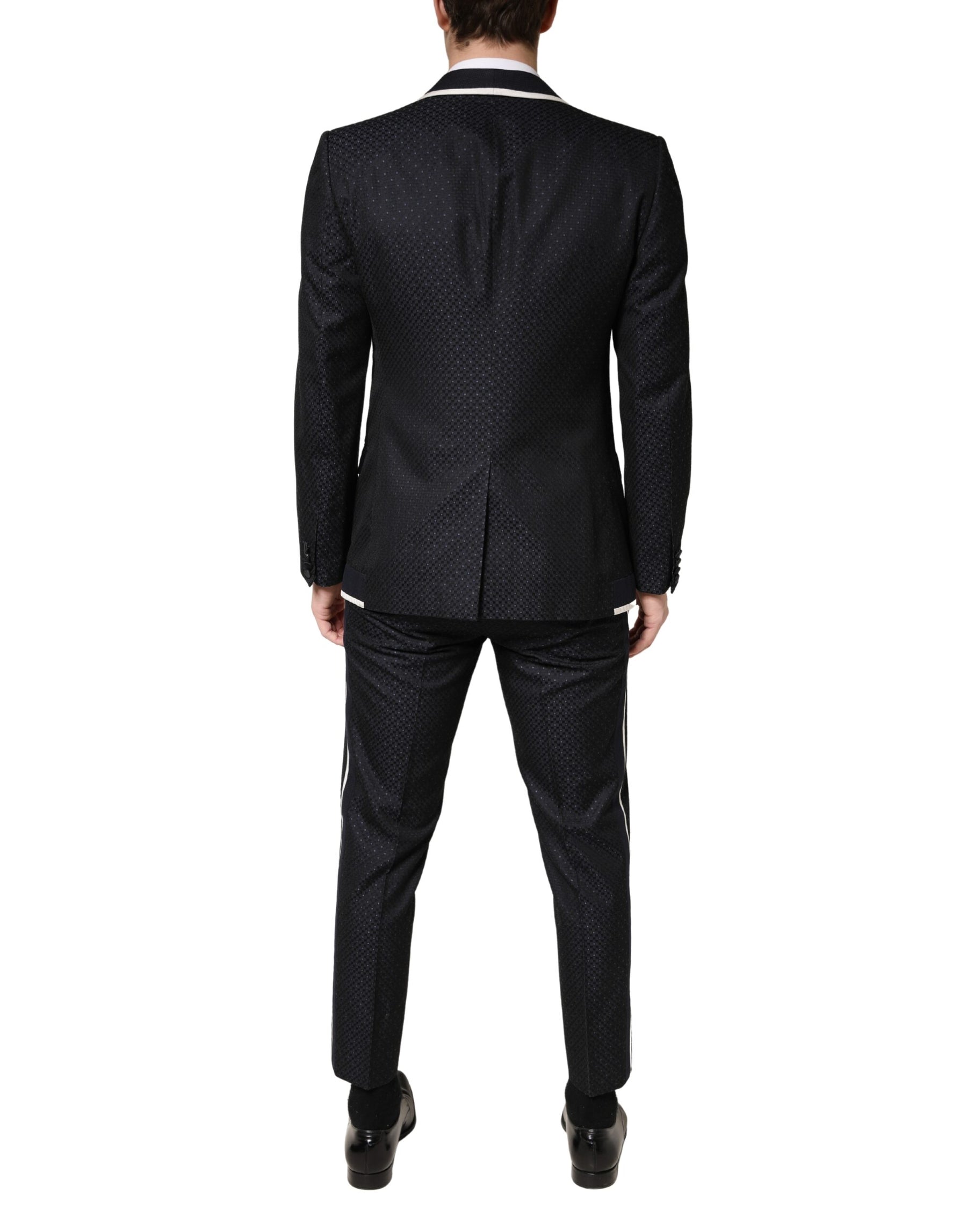 Dolce & Gabbana Black White Single Breasted SICILIA Men 3 Piece Suit | Regal Royce