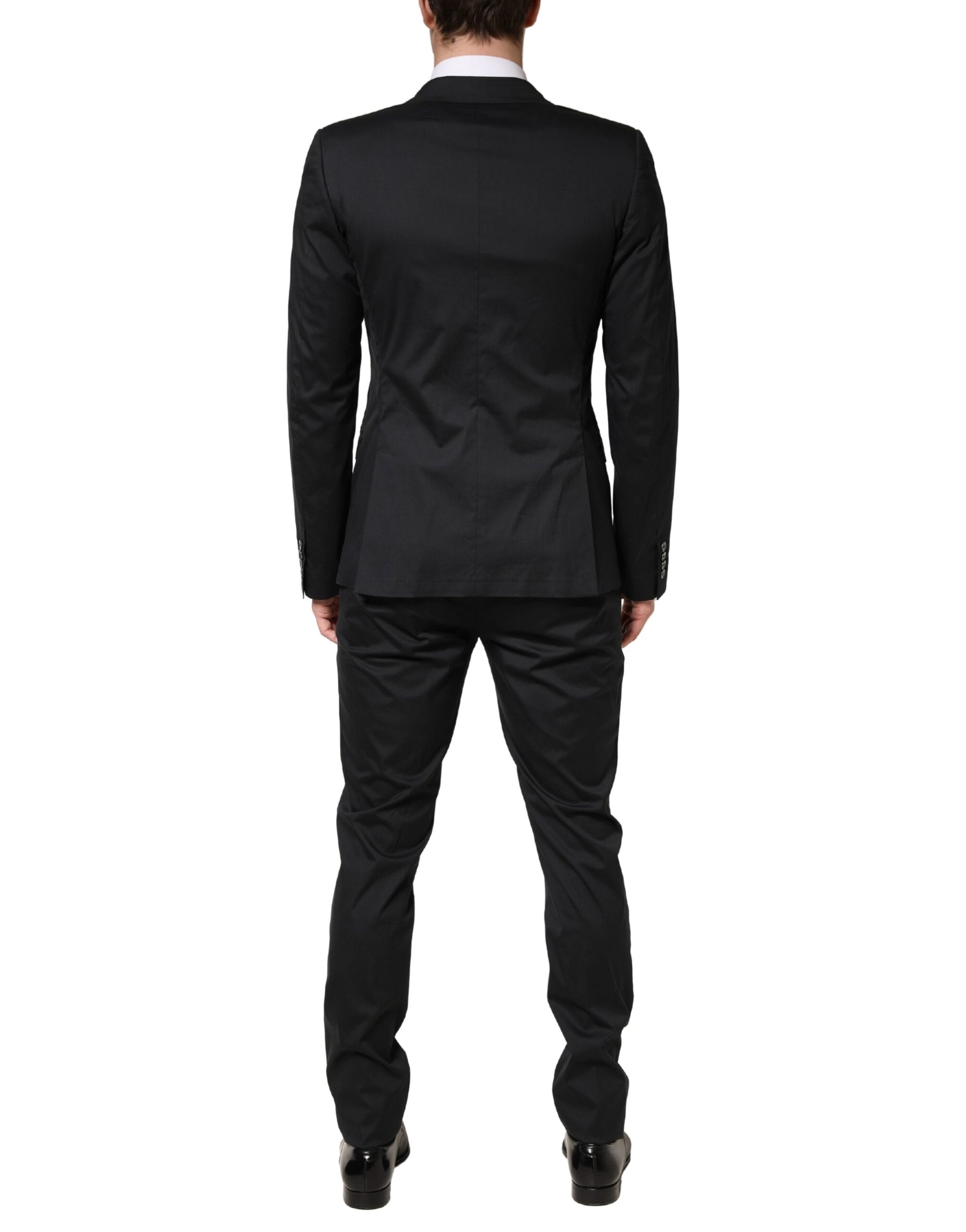 Dolce & Gabbana Black Cotton Single Breasted 2 Piece Suit | Regal Royce