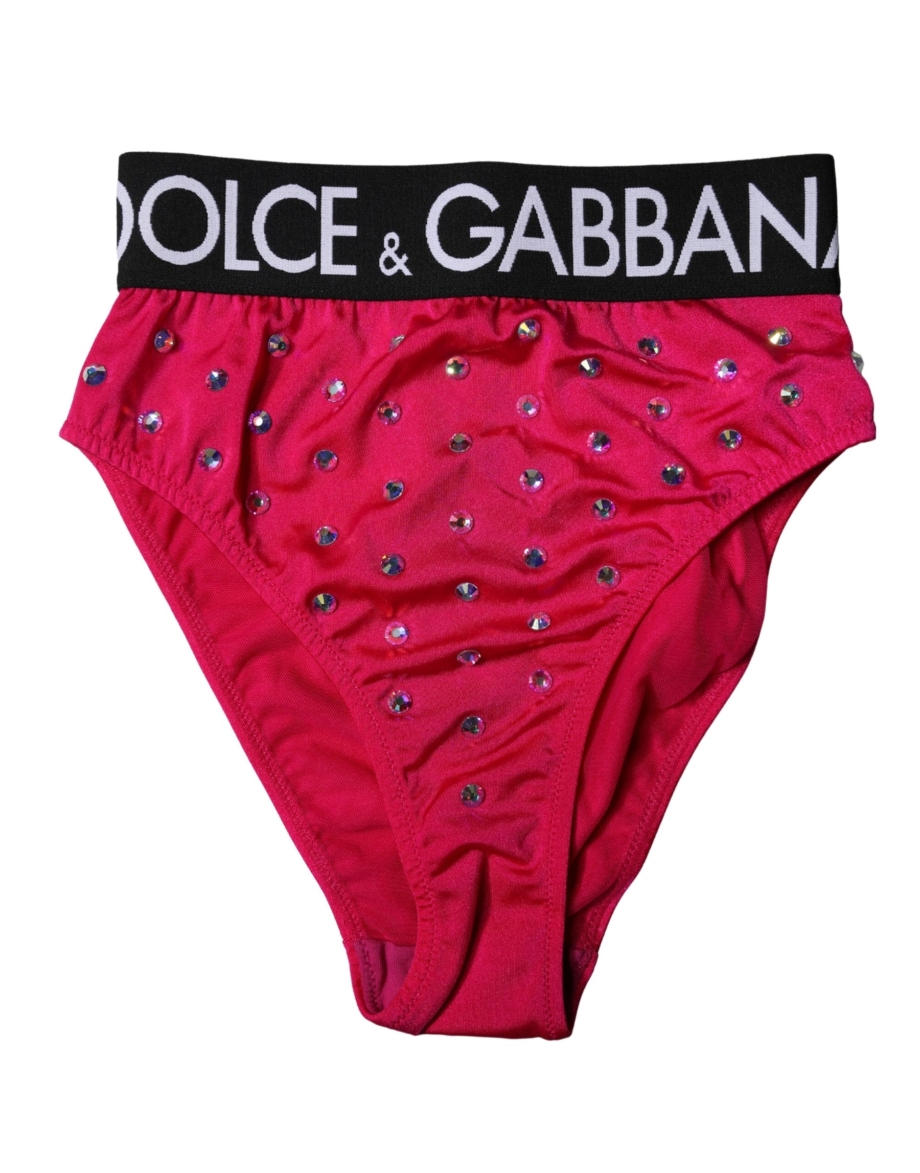 Dolce & Gabbana Pink Embellished High-Waist Brief Logo Underwear | Regal Royce