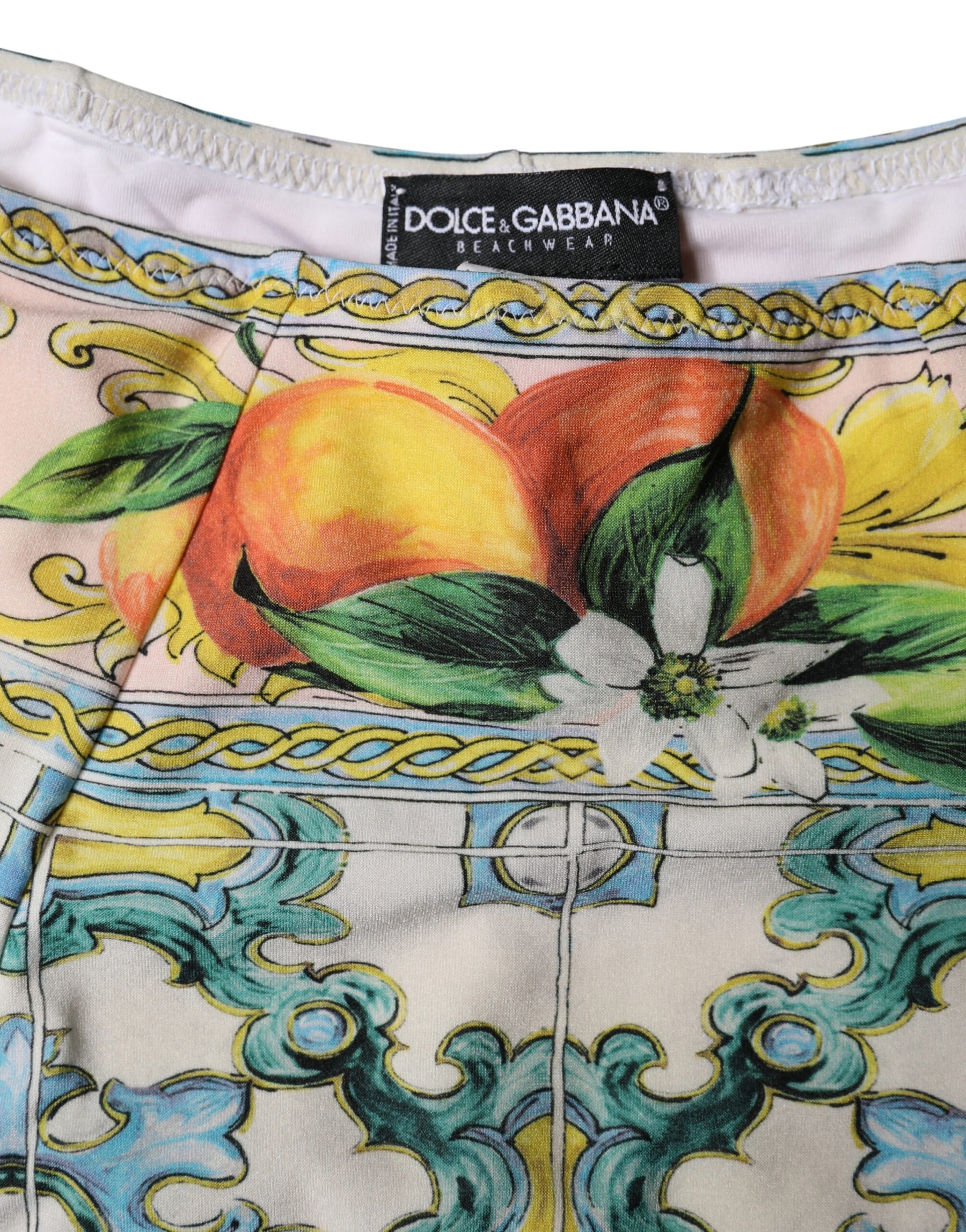 Dolce & Gabbana Multicolor Sicily High Waist Bikini Bottom Swimwear | Regal Royce