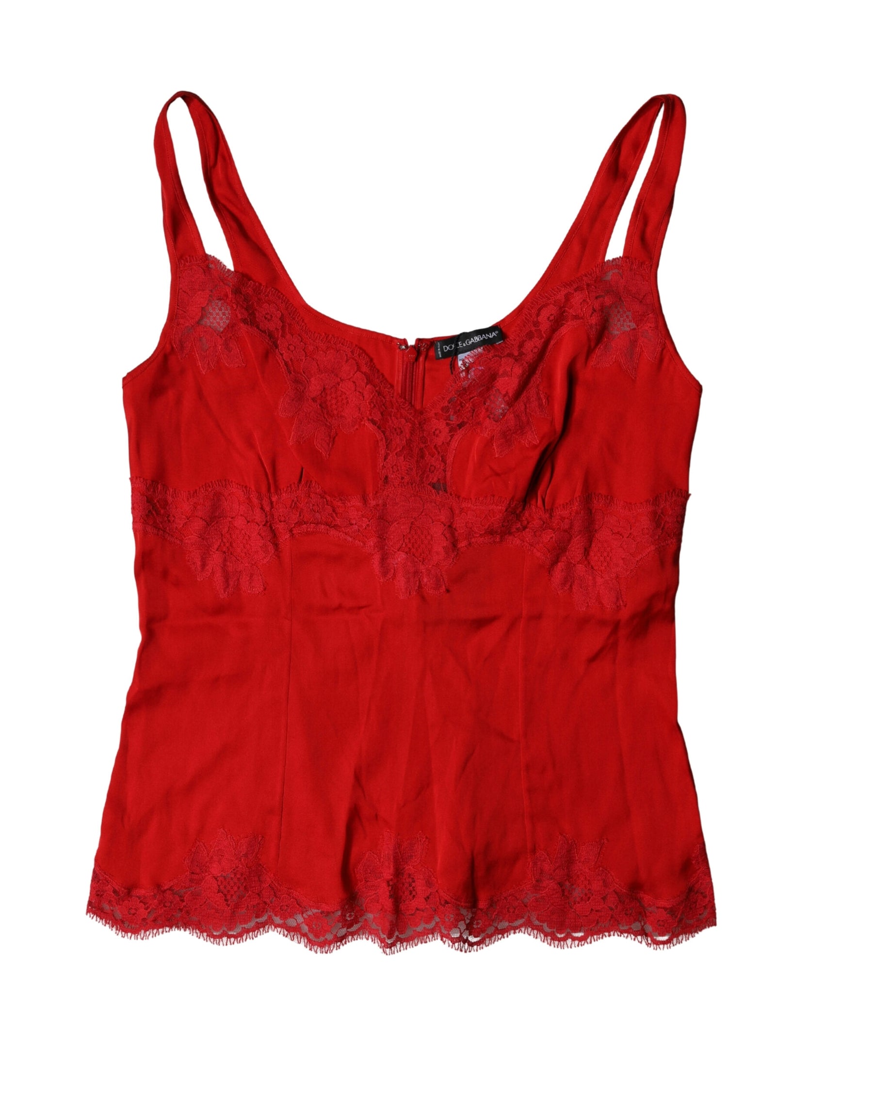 Dolce & Gabbana Red Silk Floral Lace Lingerie Top Underwear | Regal Royce
