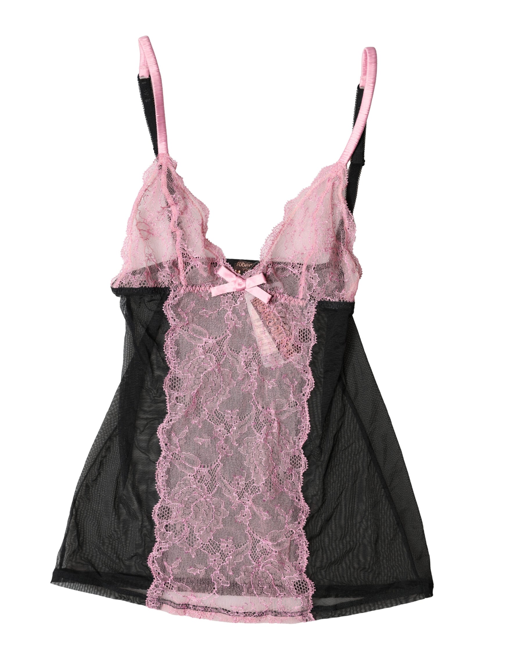 Roberto Cavalli Black Pink Floral Lace Lingerie Top Underwear | Regal Royce