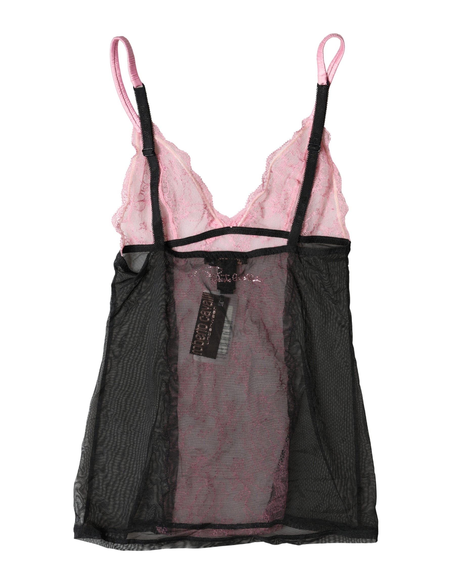 Roberto Cavalli Black Pink Floral Lace Lingerie Top Underwear | Regal Royce