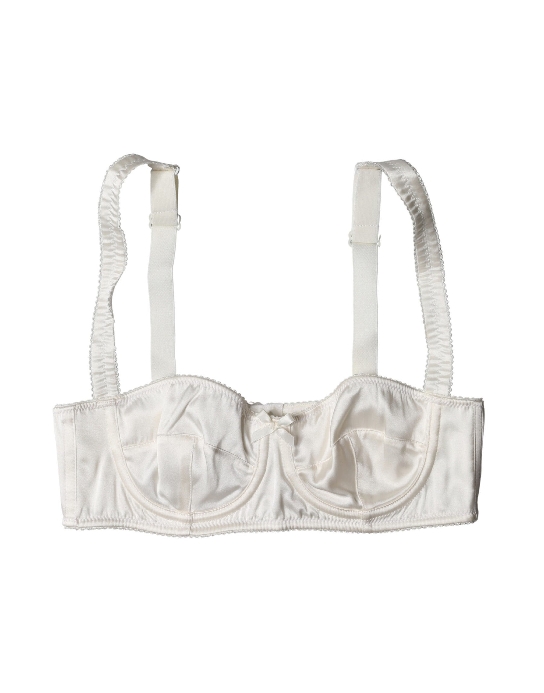 Dolce & Gabbana White Silk Satin Underwire Bra Semi Pad Underwear | Regal Royce