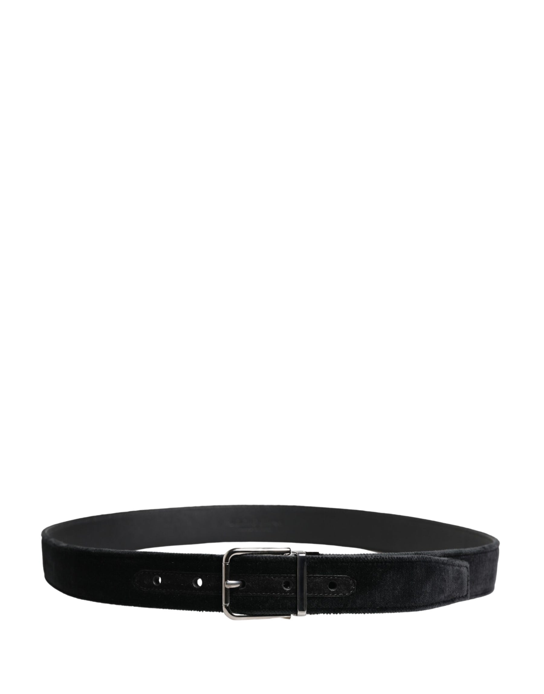 Dolce & Gabbana Black Suede Silver Tone Metal Buckle Men Belt | Regal Royce