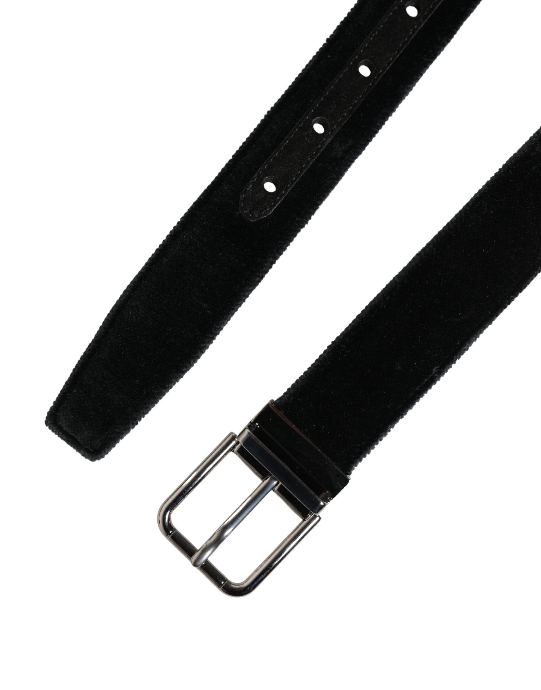 Dolce & Gabbana Black Suede Silver Tone Metal Buckle Men Belt | Regal Royce