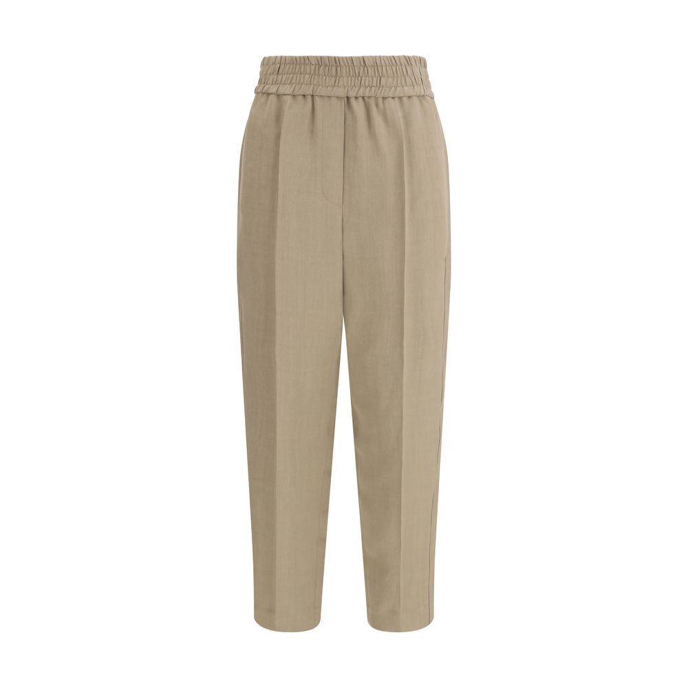 Brunello Cucinelli Beige Viscose Casual Pants | Regal Royce