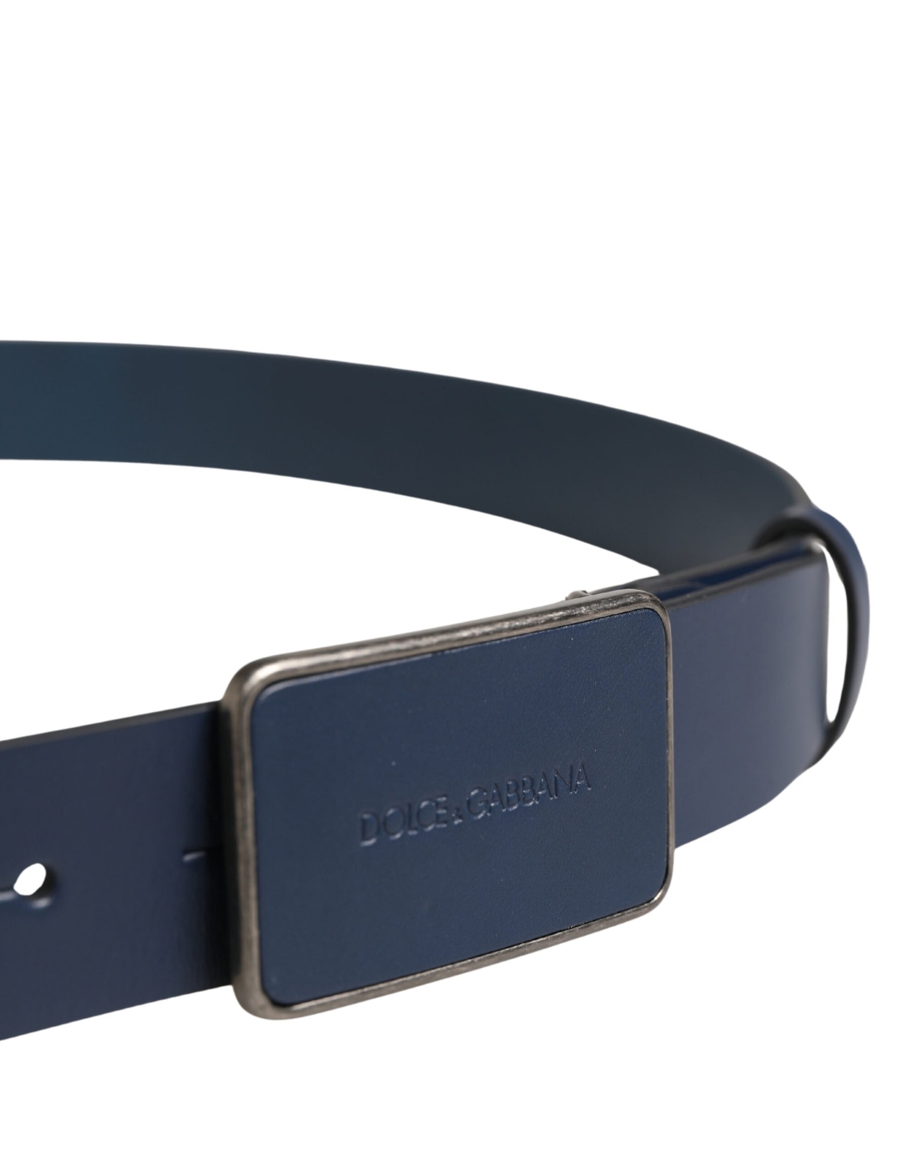Dolce & Gabbana Blue Leather Logo Metal Buckle Men Belt | Regal Royce