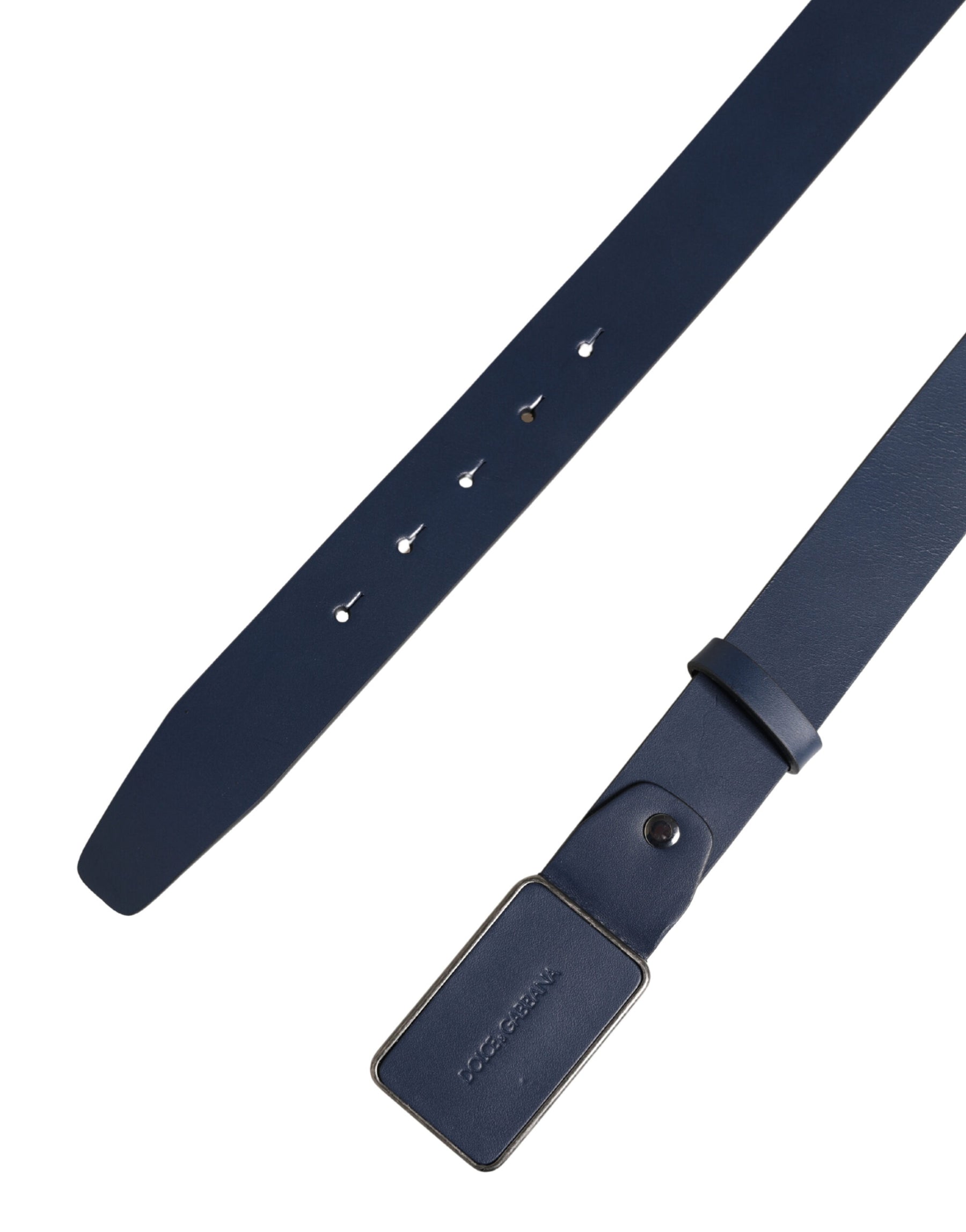 Dolce & Gabbana Blue Leather Logo Metal Buckle Men Belt | Regal Royce