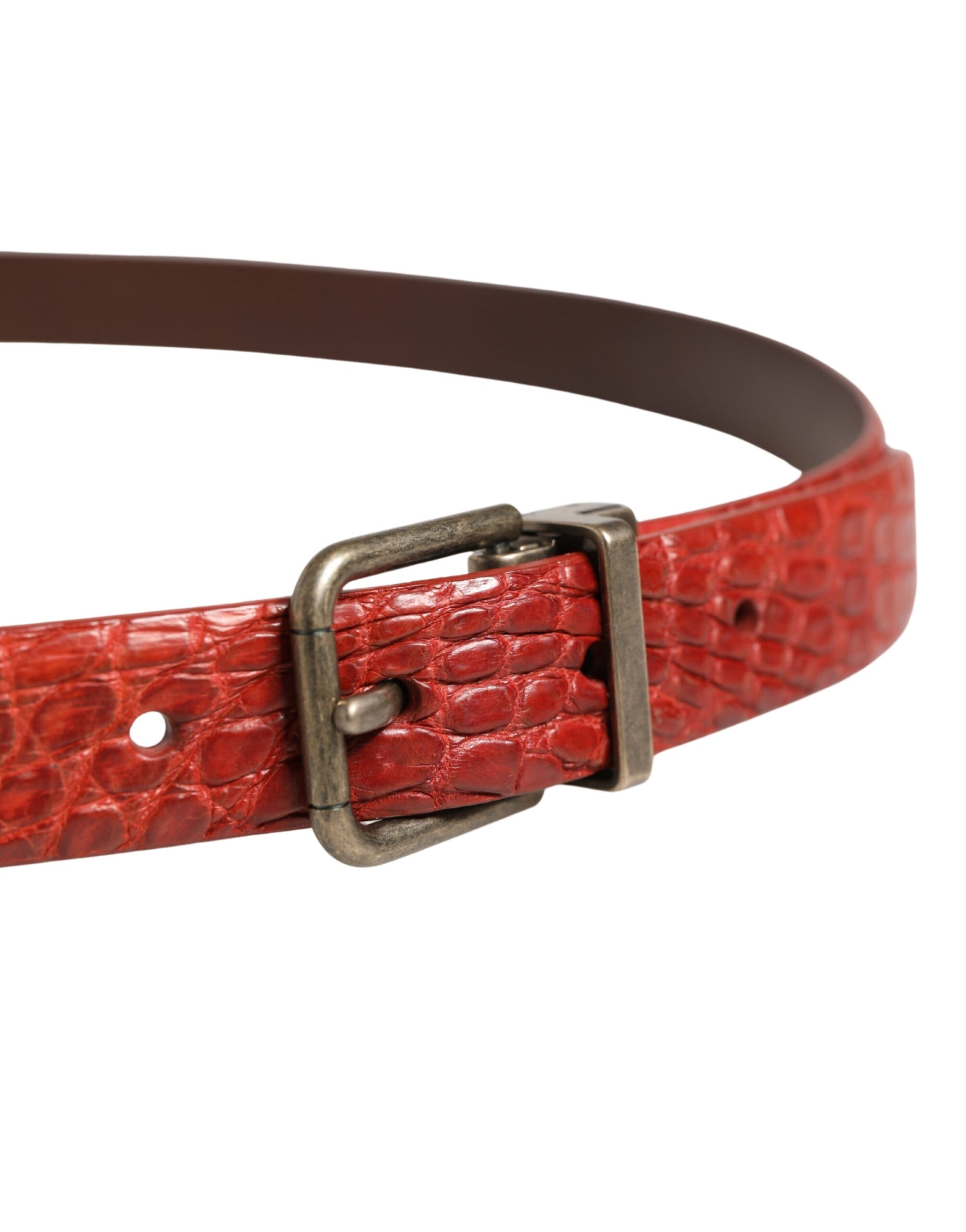 Dolce & Gabbana Red Leather Gold Tone Metal Buckle Men Belt | Regal Royce