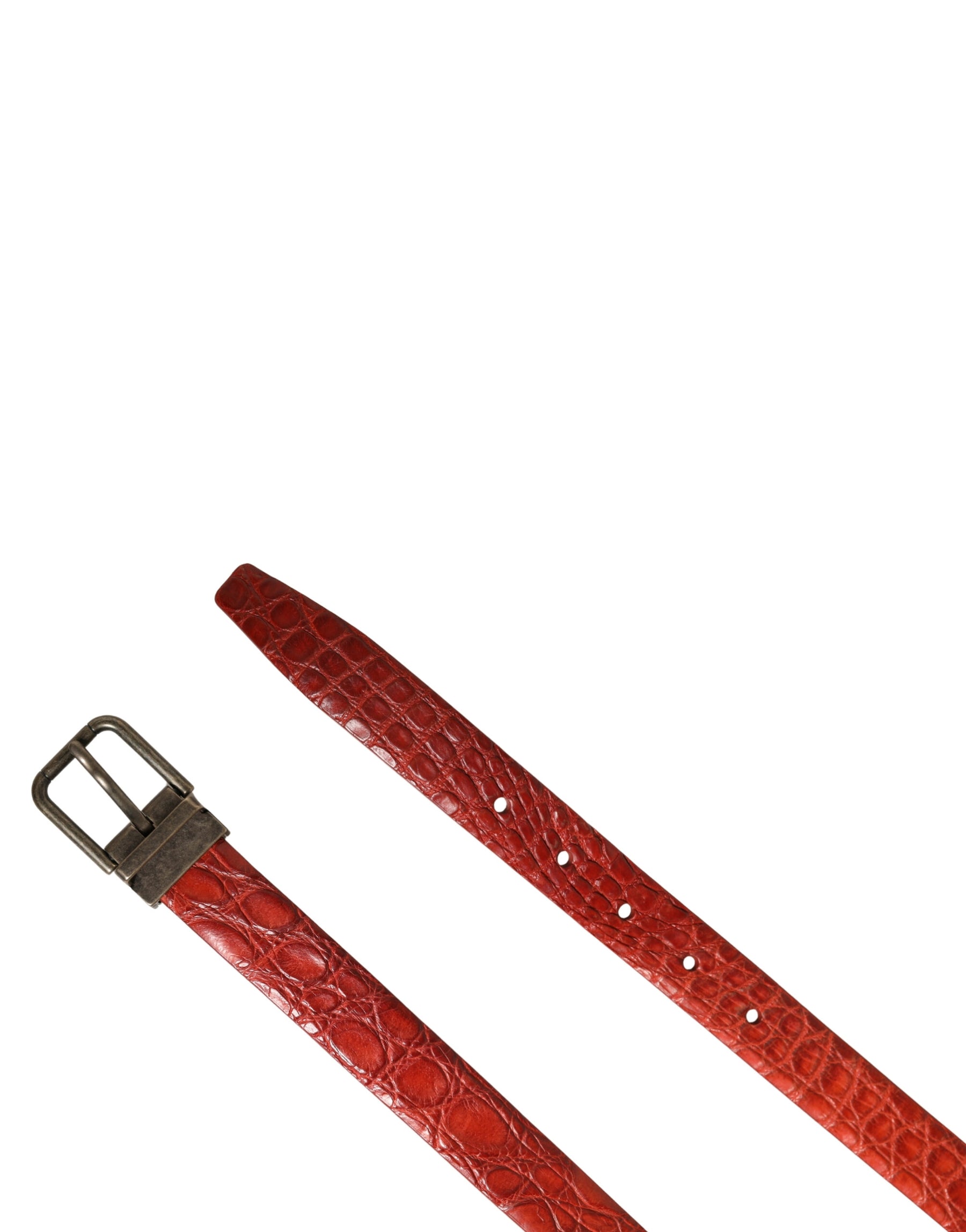 Dolce & Gabbana Red Leather Gold Tone Metal Buckle Men Belt | Regal Royce