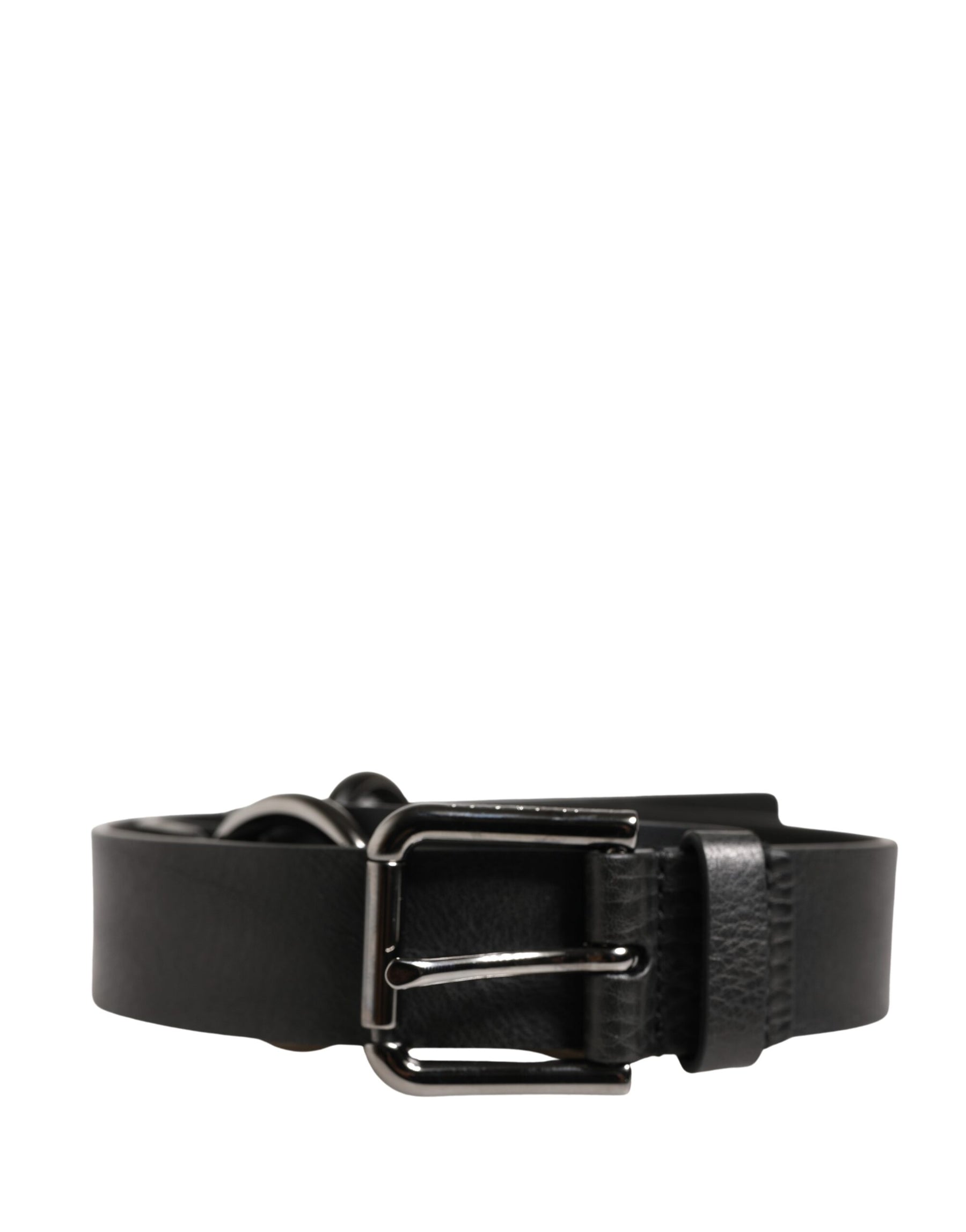 Dolce & Gabbana Black Leather Silver Chain Waist Men Belt | Regal Royce