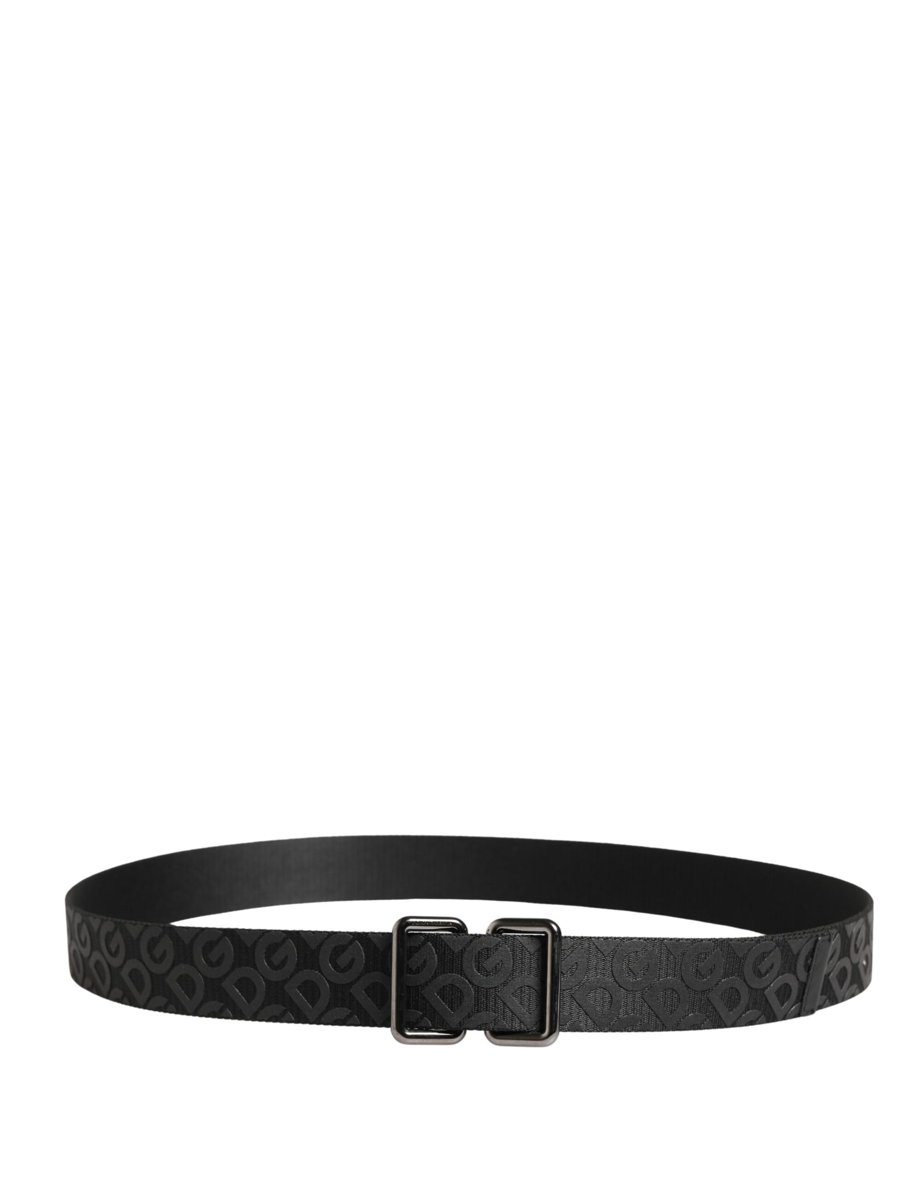 Dolce & Gabbana Black Logo Monogram Silver Metal Buckle Belt | Regal Royce