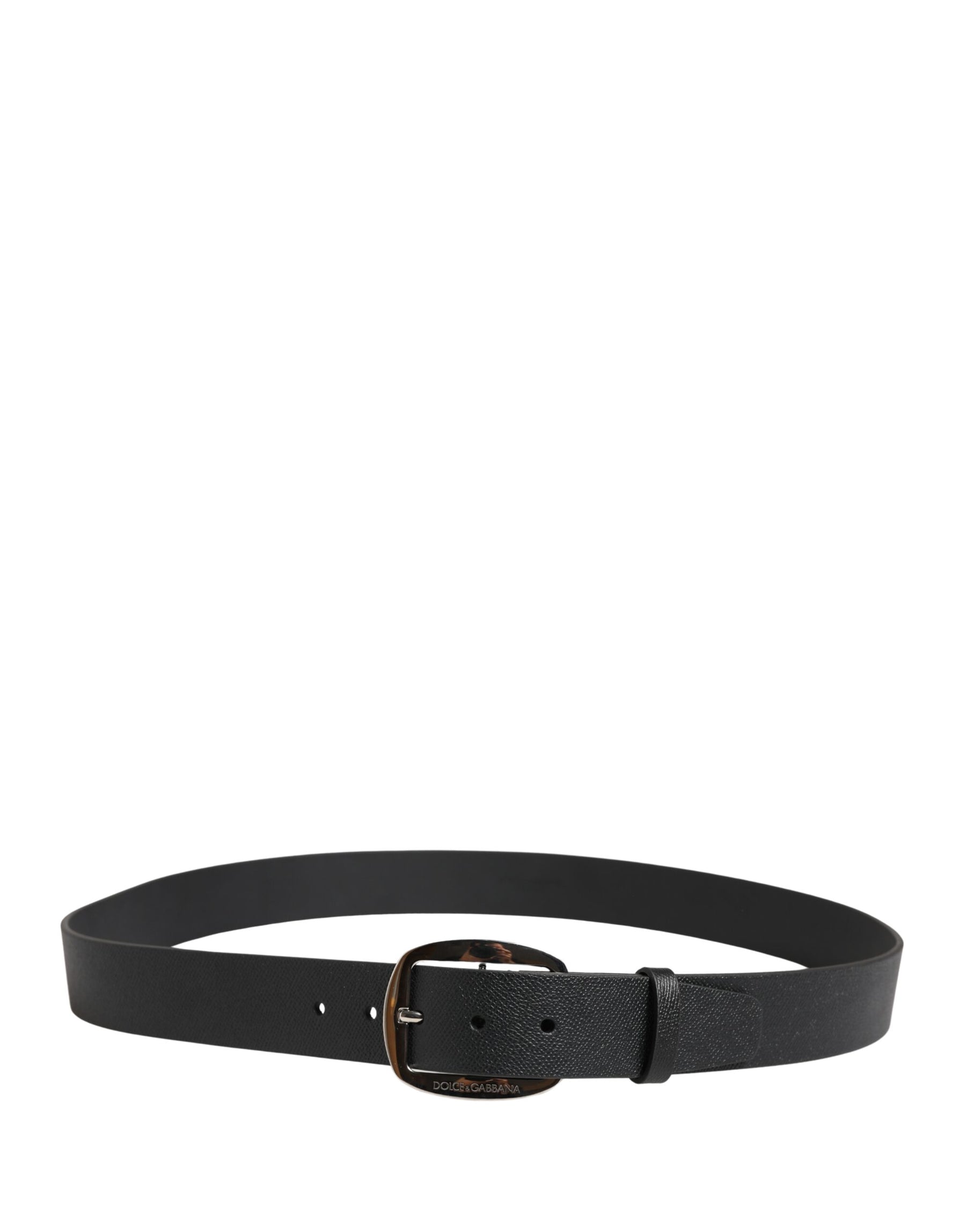 Dolce & Gabbana Black Calf Leather Silver Metal Buckle Belt | Regal Royce