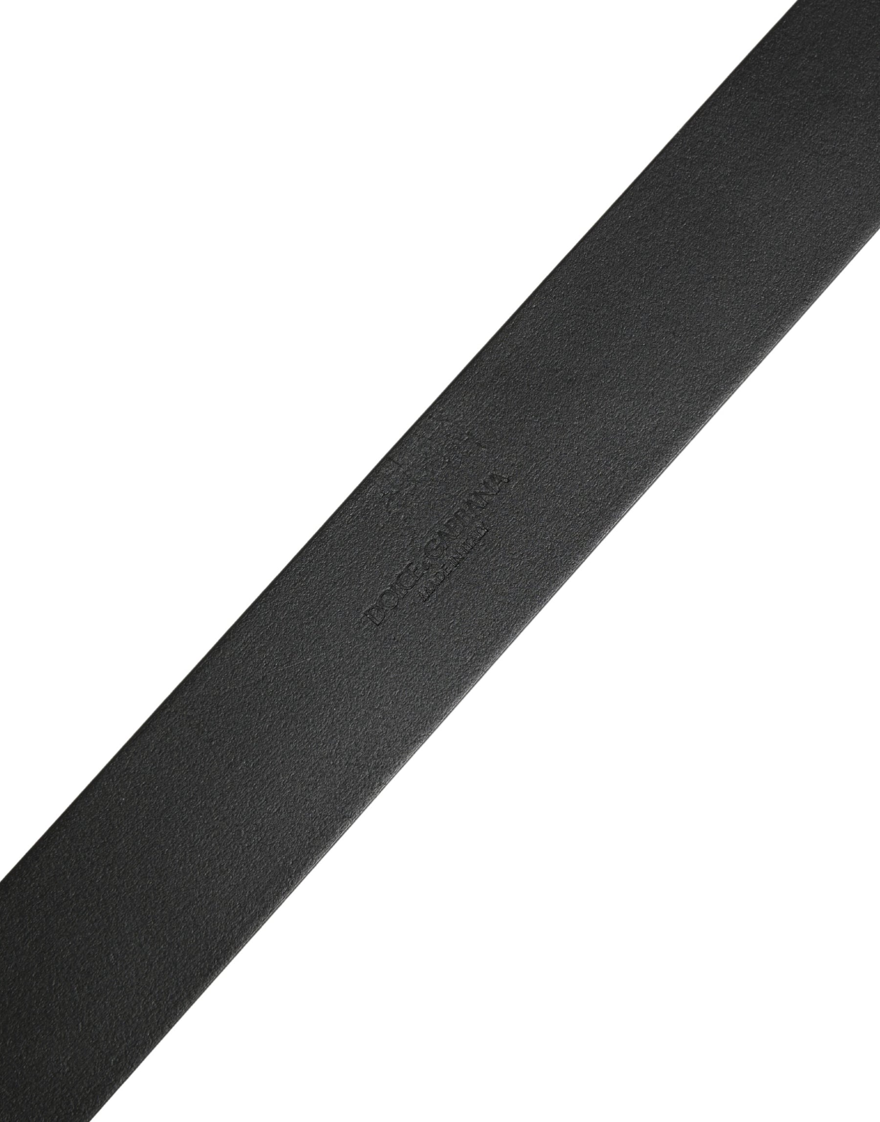 Dolce & Gabbana Black Calf Leather Silver Metal Buckle Belt | Regal Royce
