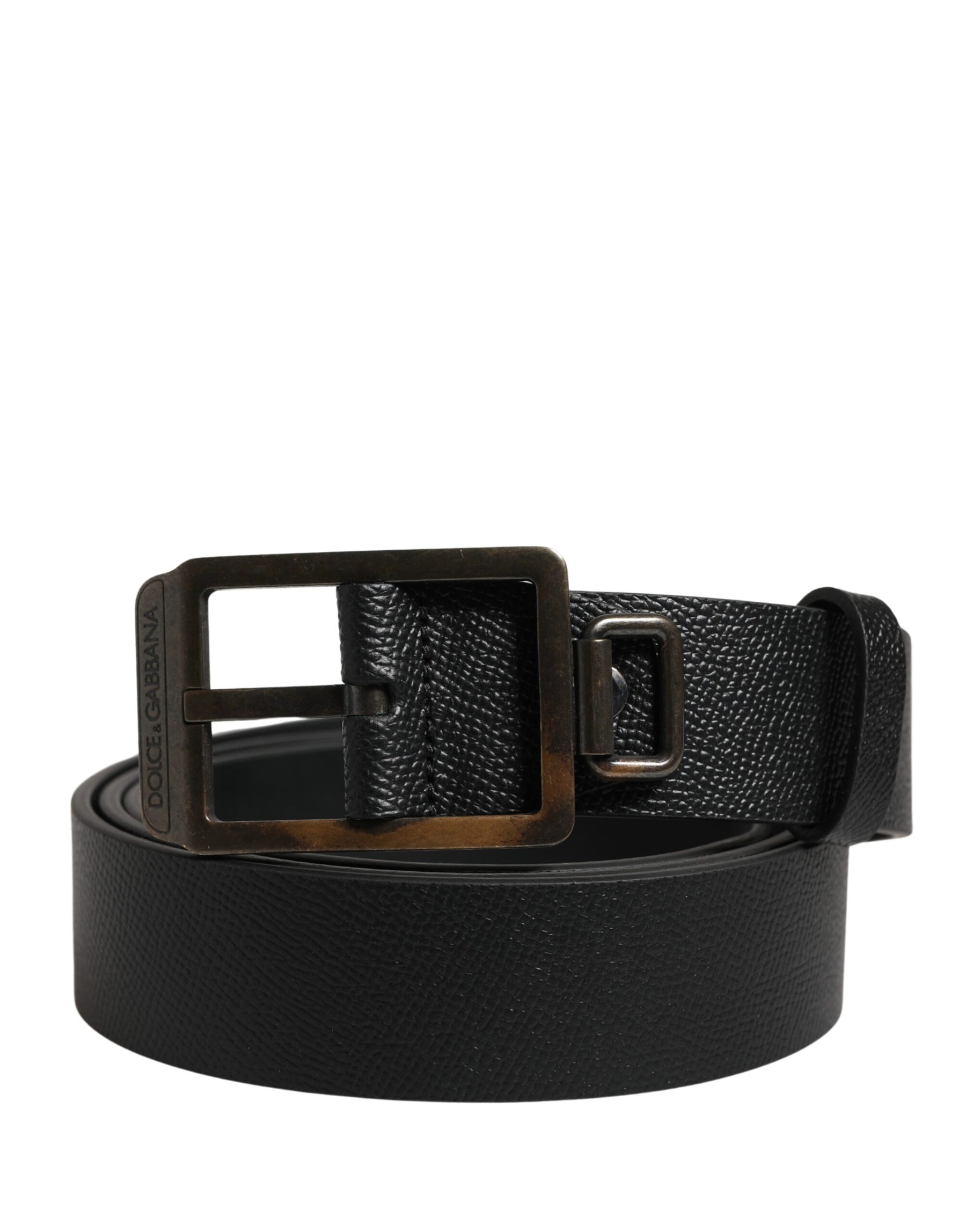 Dolce & Gabbana Black Calf Leather Gold Metal Buckle Belt | Regal Royce