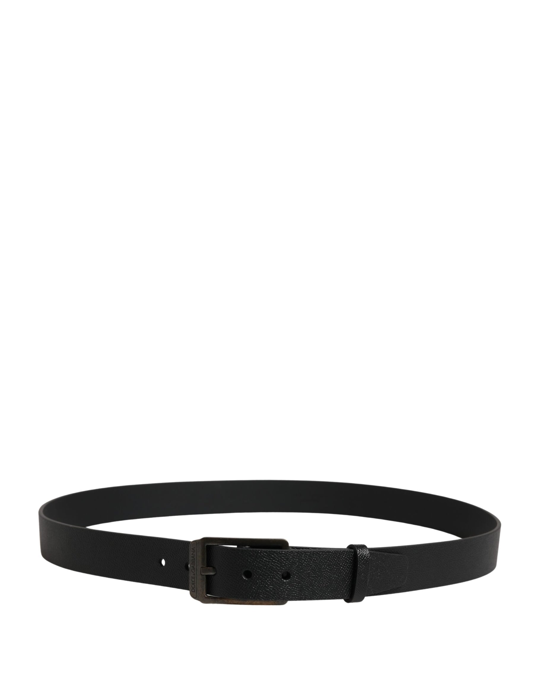 Dolce & Gabbana Black Calf Leather Gold Metal Buckle Belt | Regal Royce