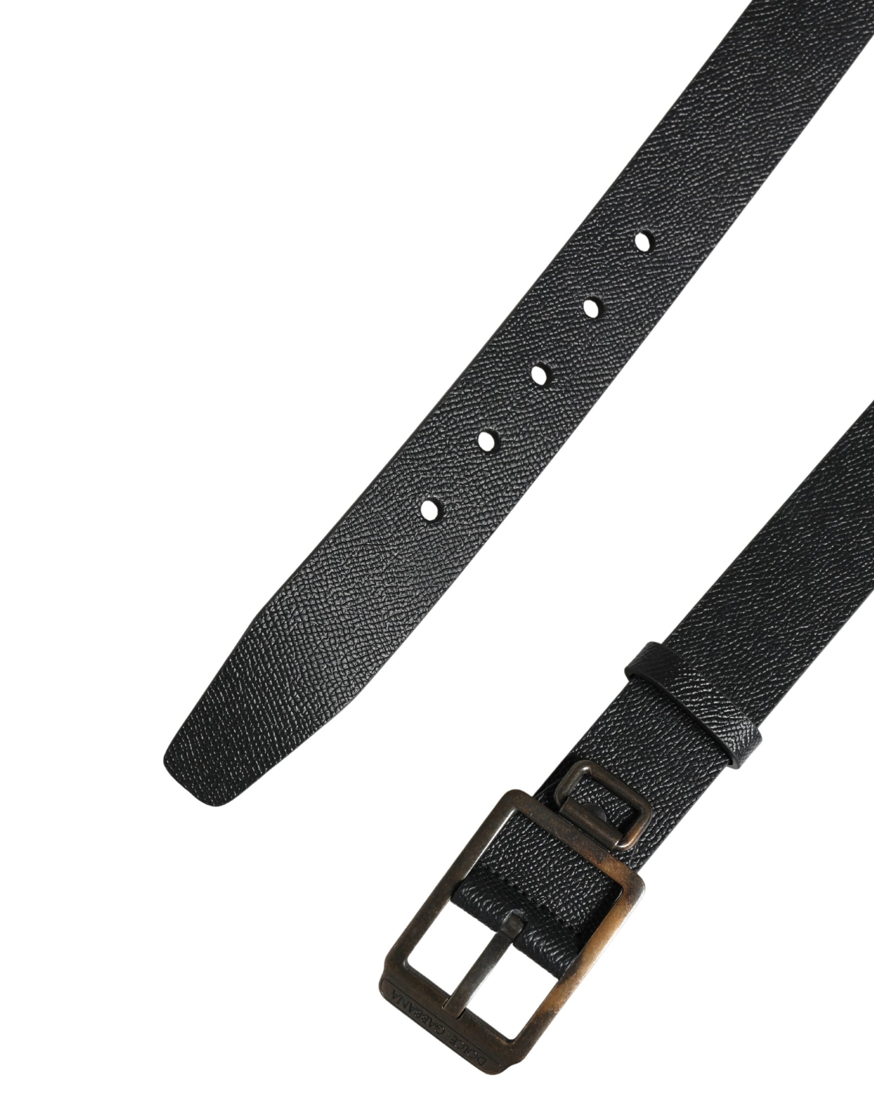 Dolce & Gabbana Black Calf Leather Gold Metal Buckle Belt | Regal Royce
