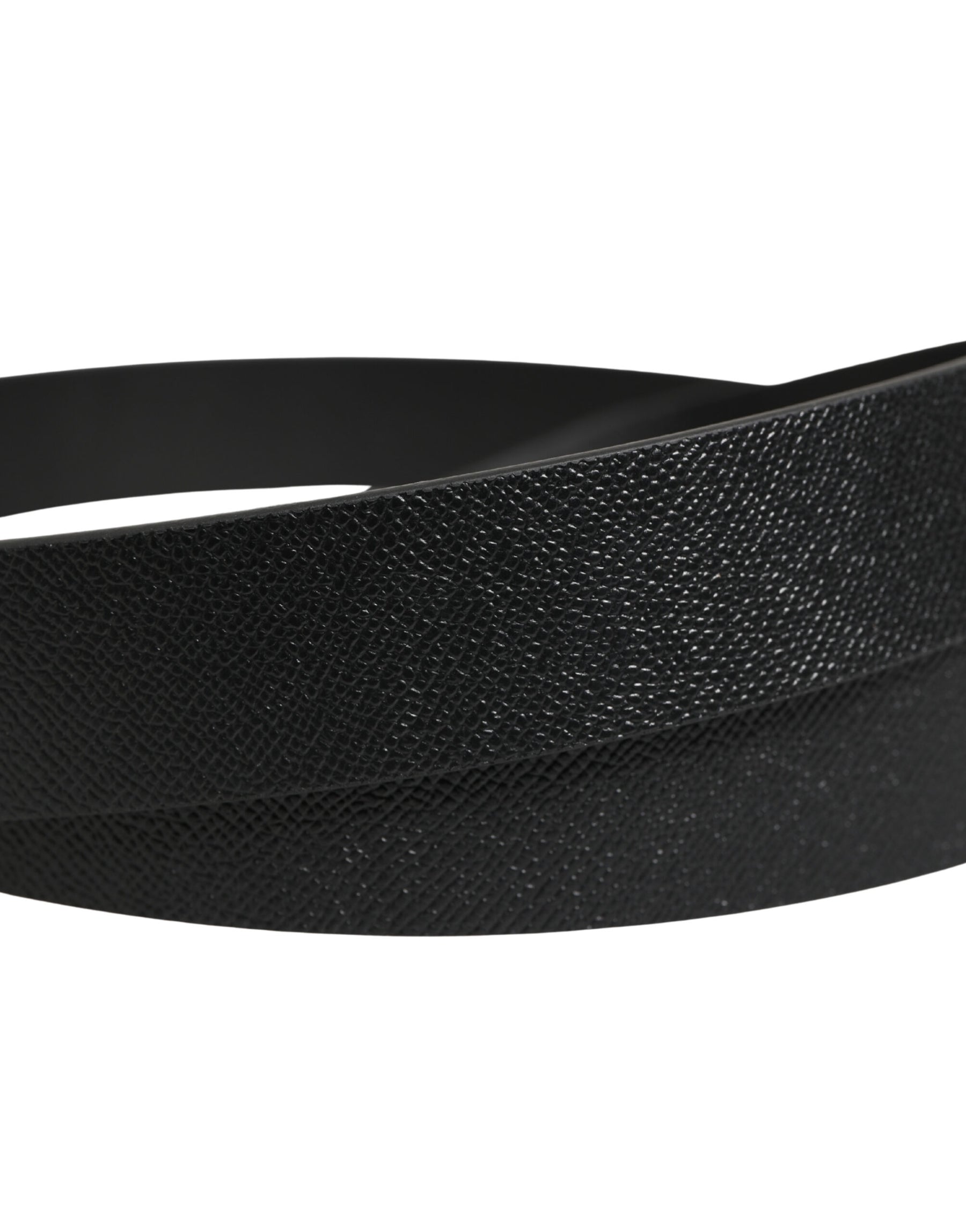 Dolce & Gabbana Black Calf Leather Silver Metal Buckle Belt | Regal Royce