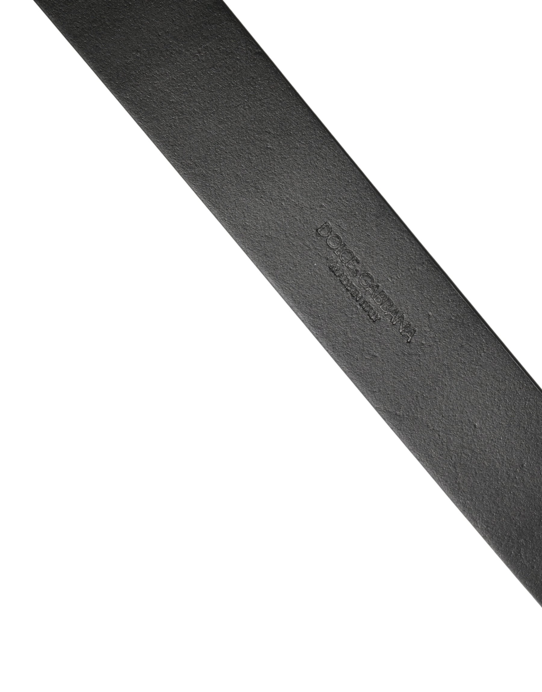 Dolce & Gabbana Black Calf Leather Silver Metal Buckle Belt | Regal Royce