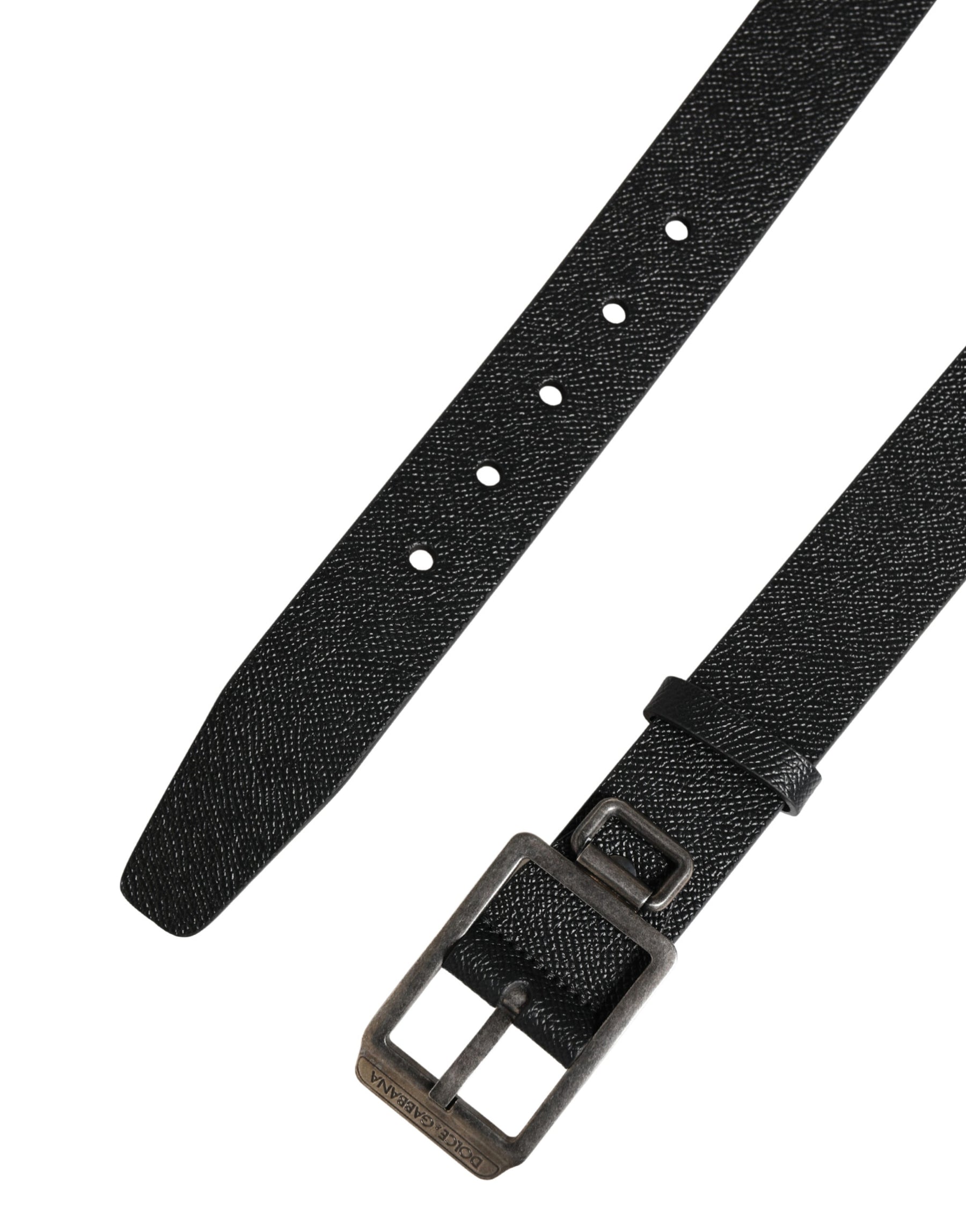 Dolce & Gabbana Black Calf Leather Silver Metal Buckle Belt | Regal Royce