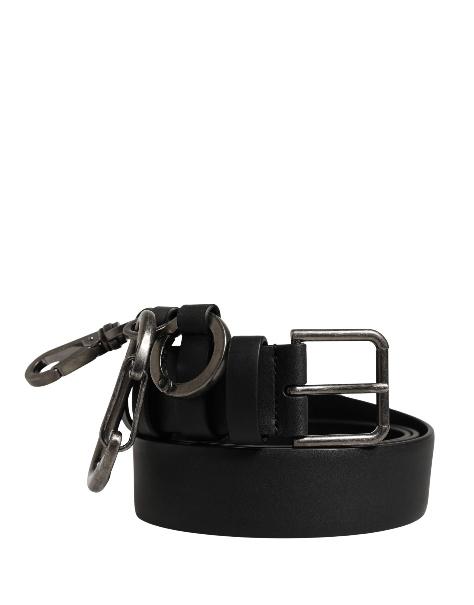Dolce & Gabbana Black Calf Leather Silver Metal Buckle Belt | Regal Royce