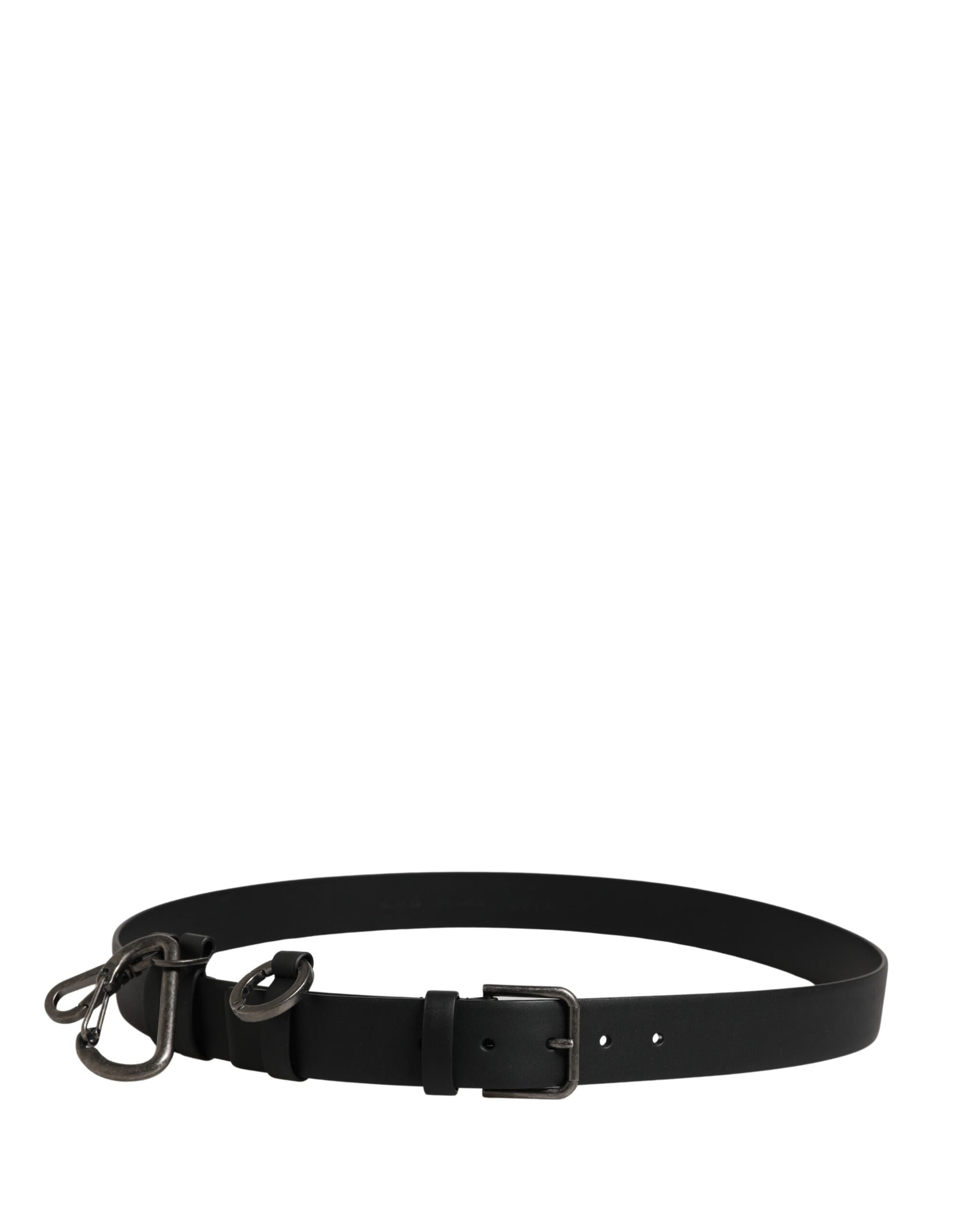 Dolce & Gabbana Black Calf Leather Silver Metal Buckle Belt | Regal Royce