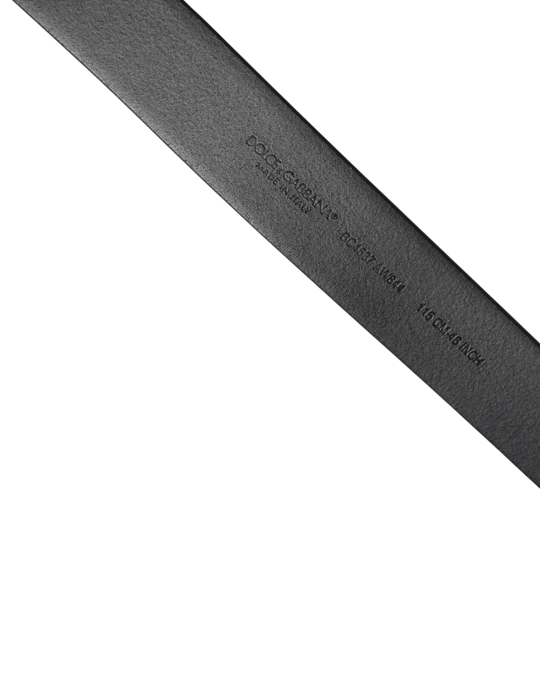 Dolce & Gabbana Black Calf Leather Silver Metal Buckle Belt | Regal Royce