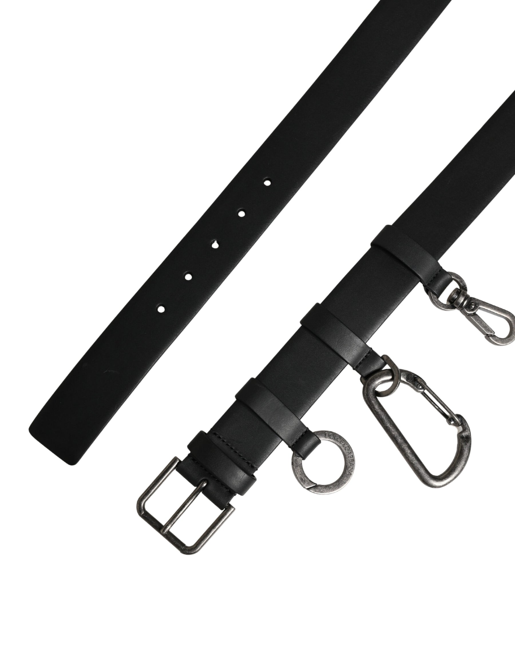 Dolce & Gabbana Black Calf Leather Silver Metal Buckle Belt | Regal Royce