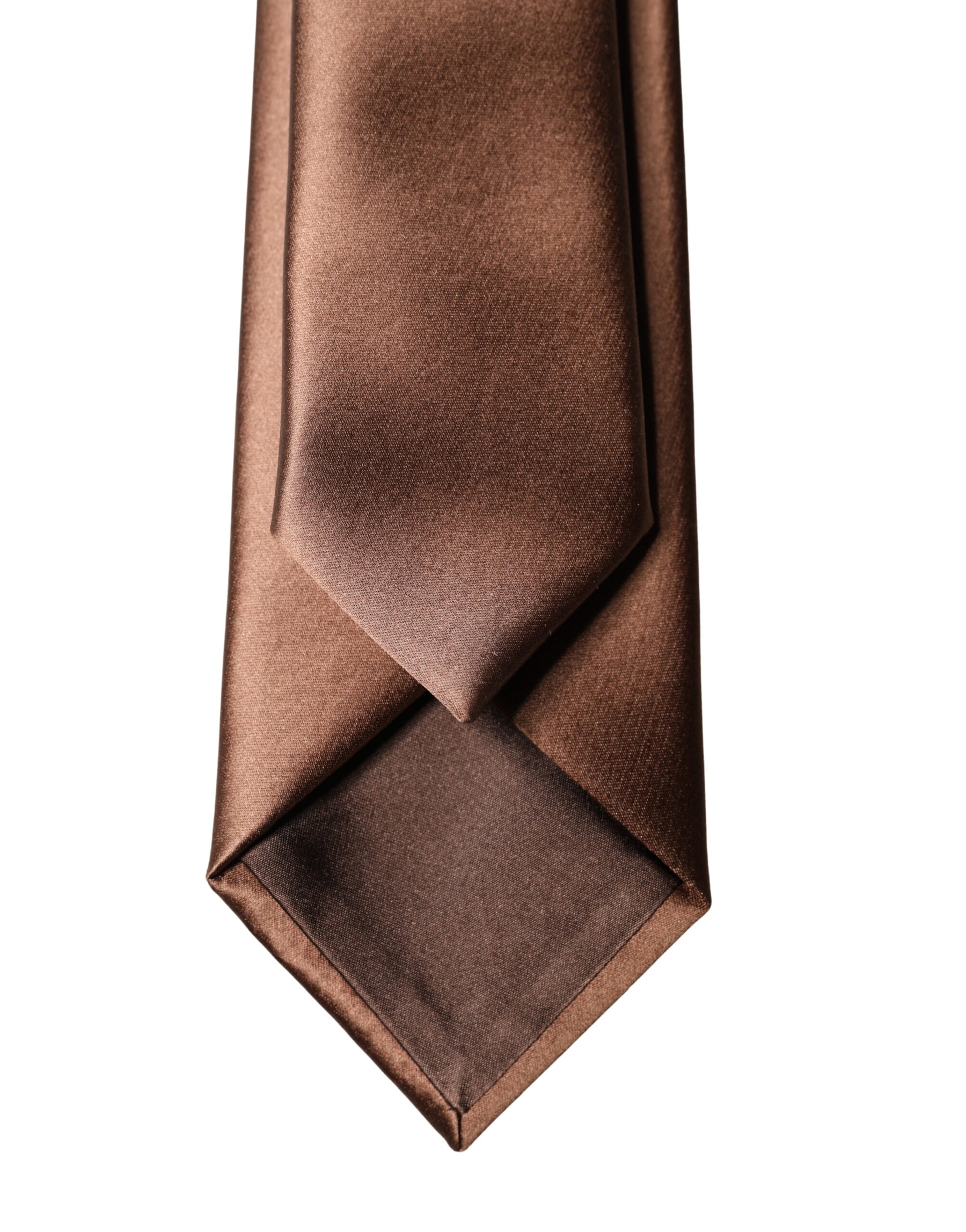 Dolce & Gabbana Brown Satin 100% Silk Wide Adjustable Men Necktie Tie | Regal Royce