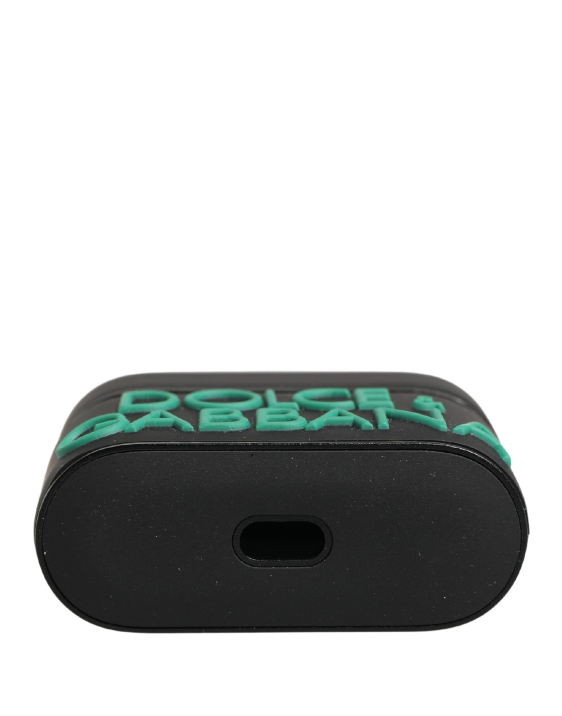 Dolce & Gabbana Black PVC Embossed Logo Flip Holder Women Airpods Case | Regal Royce