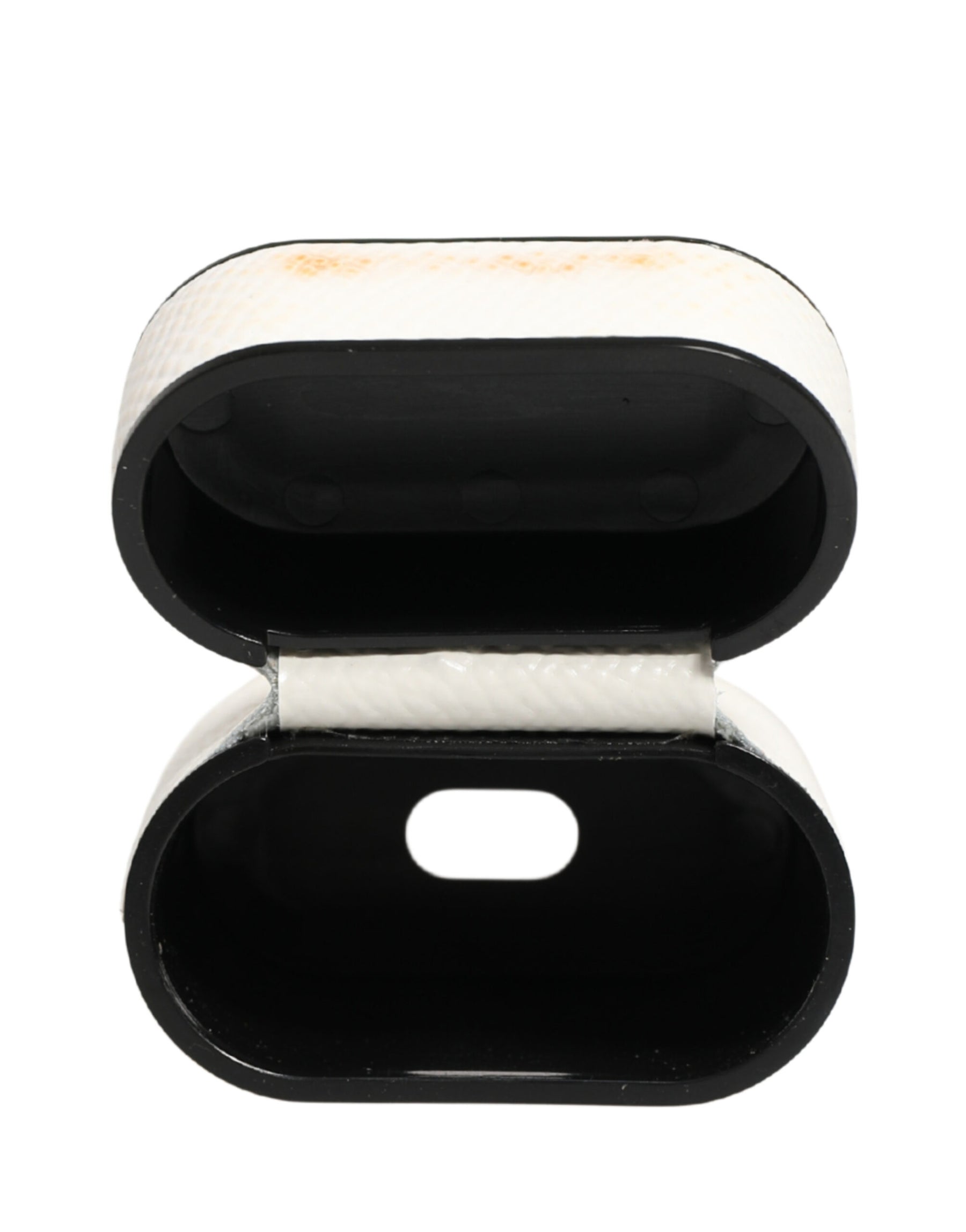 Dolce & Gabbana White Calf Leather Logo Flip Holder Strap Airpods Case | Regal Royce