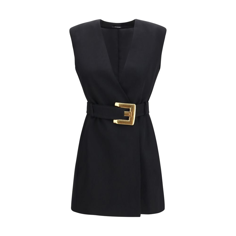 Balmain Black Fleece Wool Cocktail Dress | Regal Royce