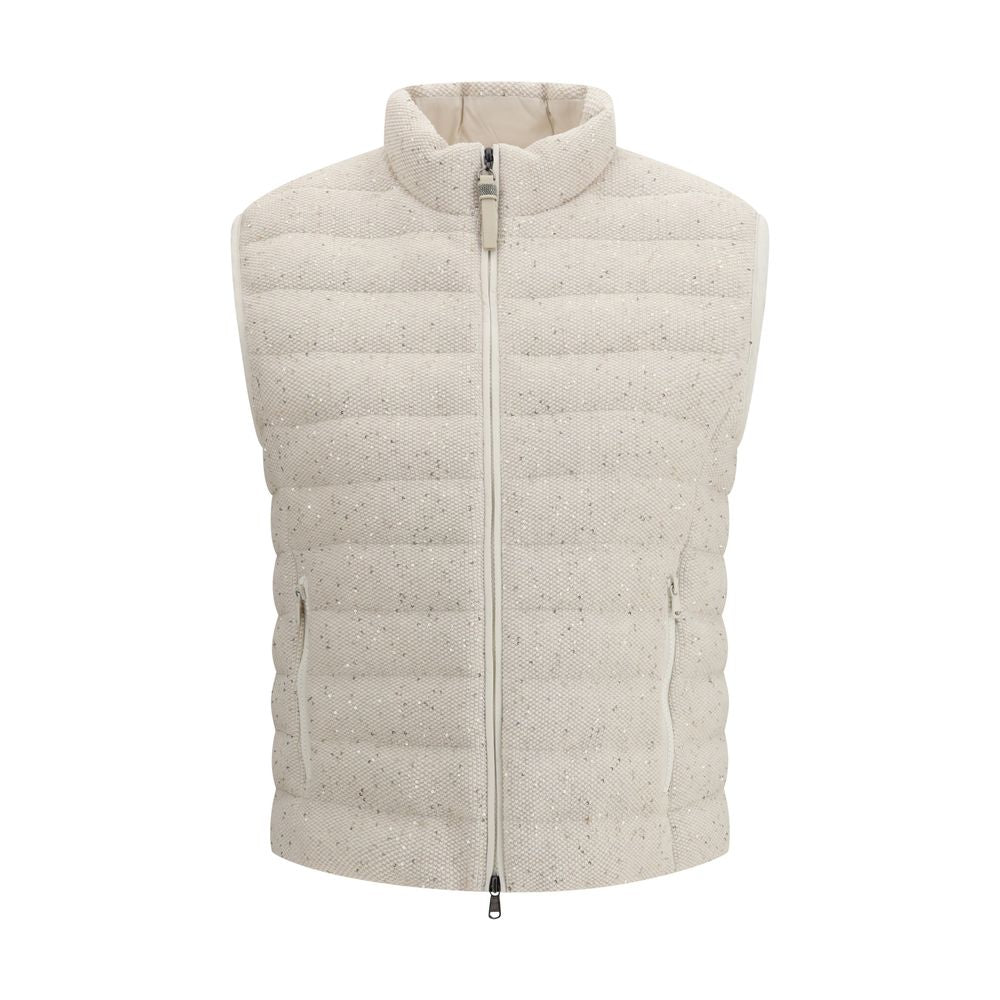 Brunello Cucinelli Beige Goose Down Sleveless Jacket | Regal Royce